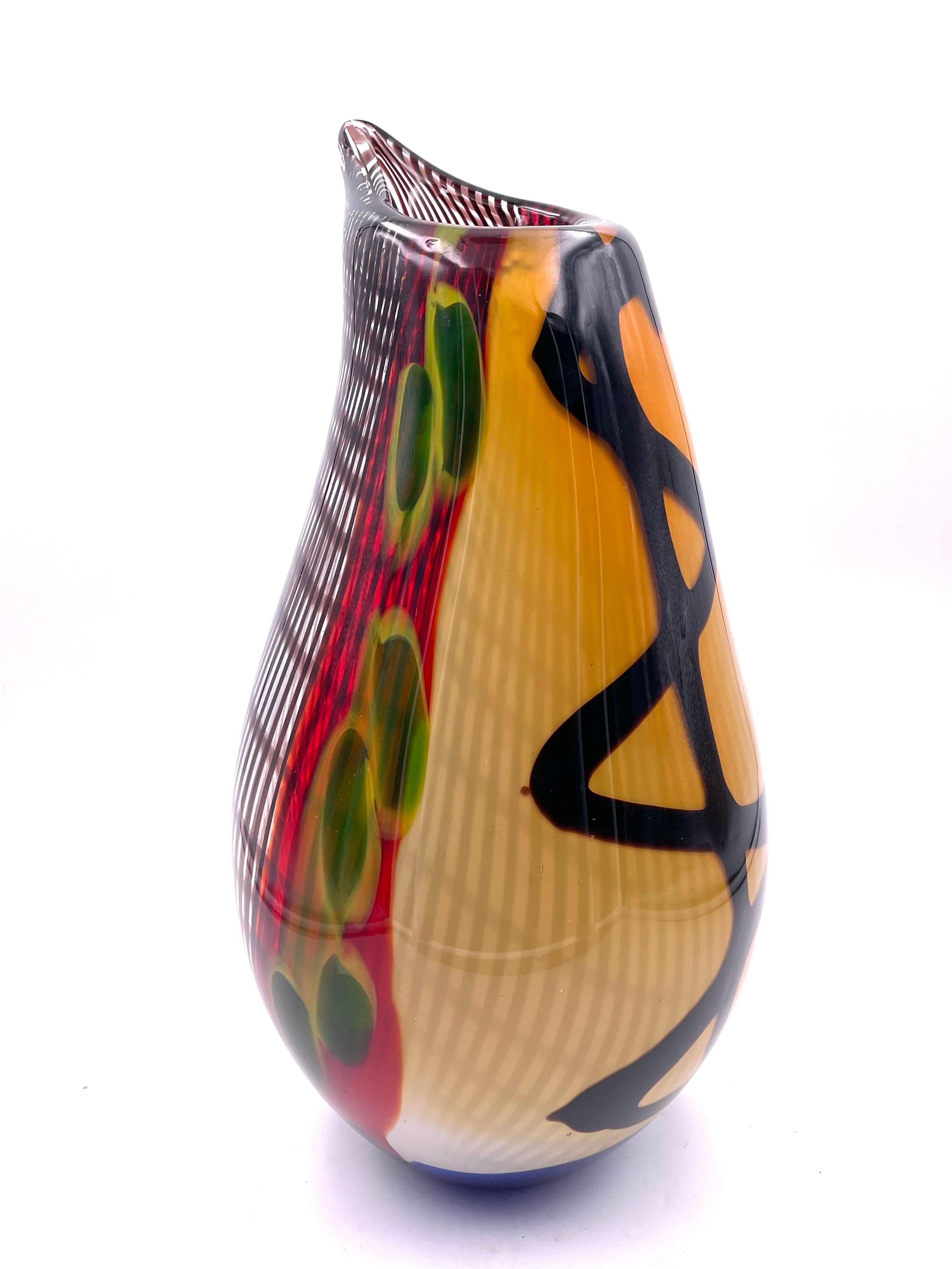 Blown Glass 1970s Italian Large Seguso Murano Sommerso Organic Glass Teardrop Vase