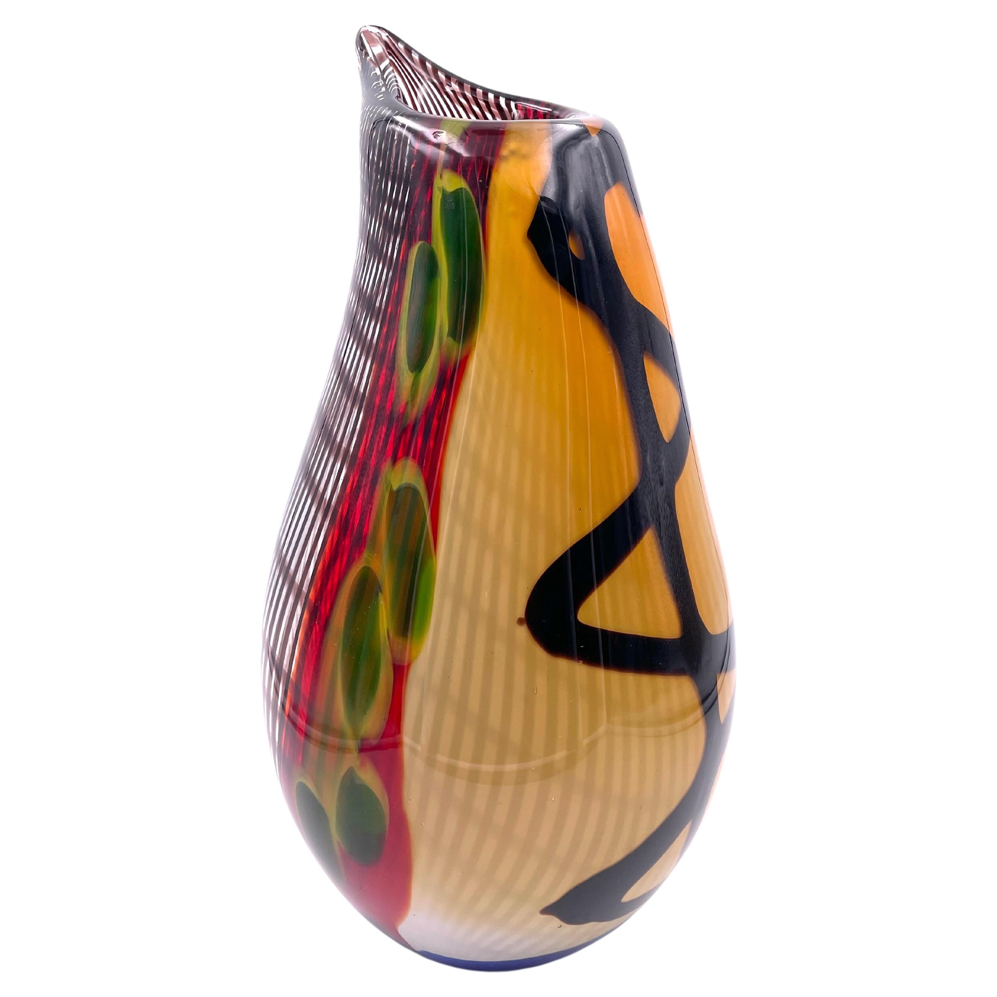 1970s Italian Large Seguso Murano Sommerso Organic Glass Teardrop Vase
