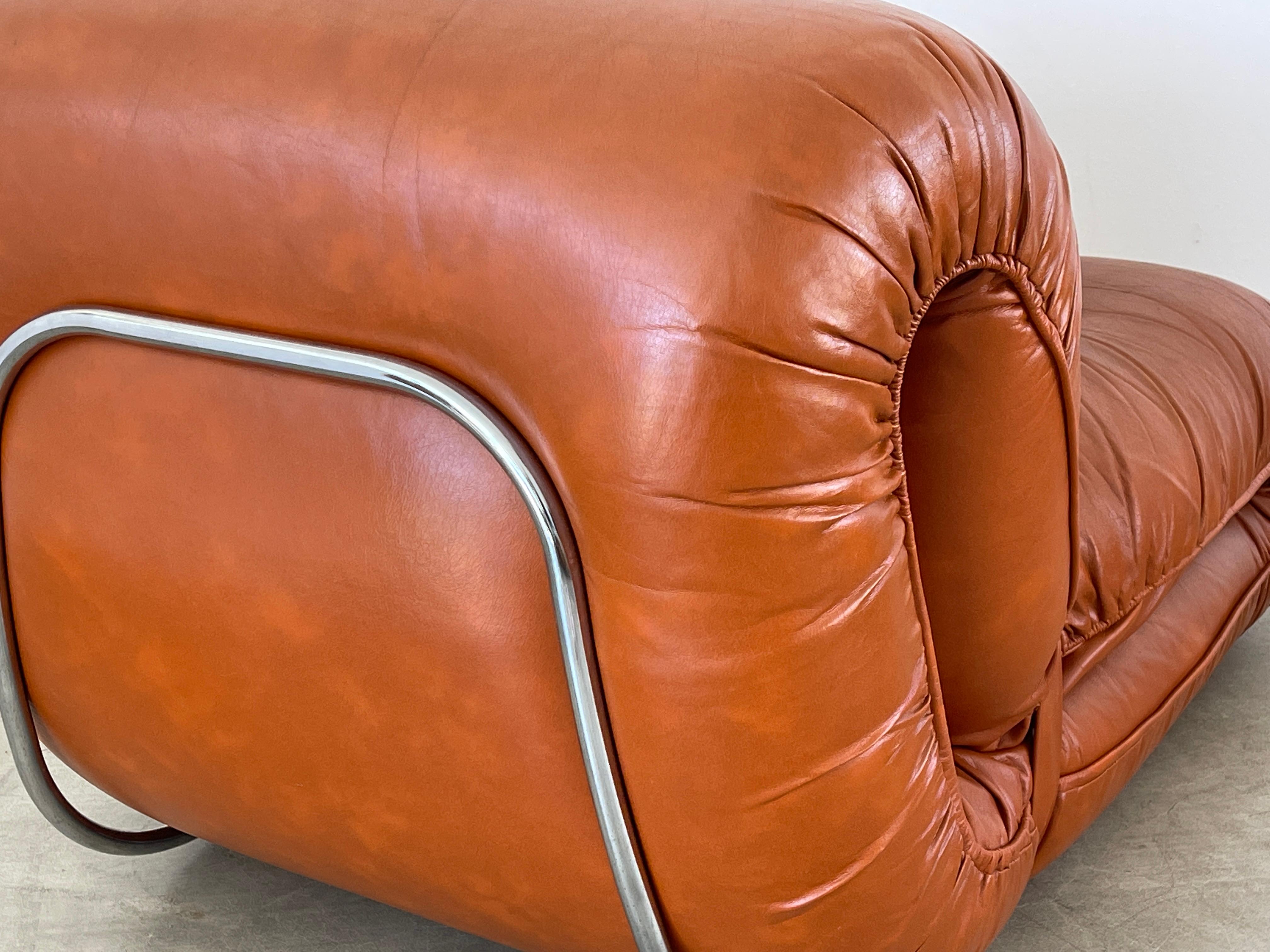 1970's Italian Leather Lounge Chairs & Ottoman 8
