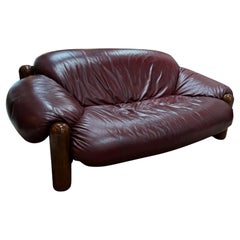 1970s Italian Leather Loveseat