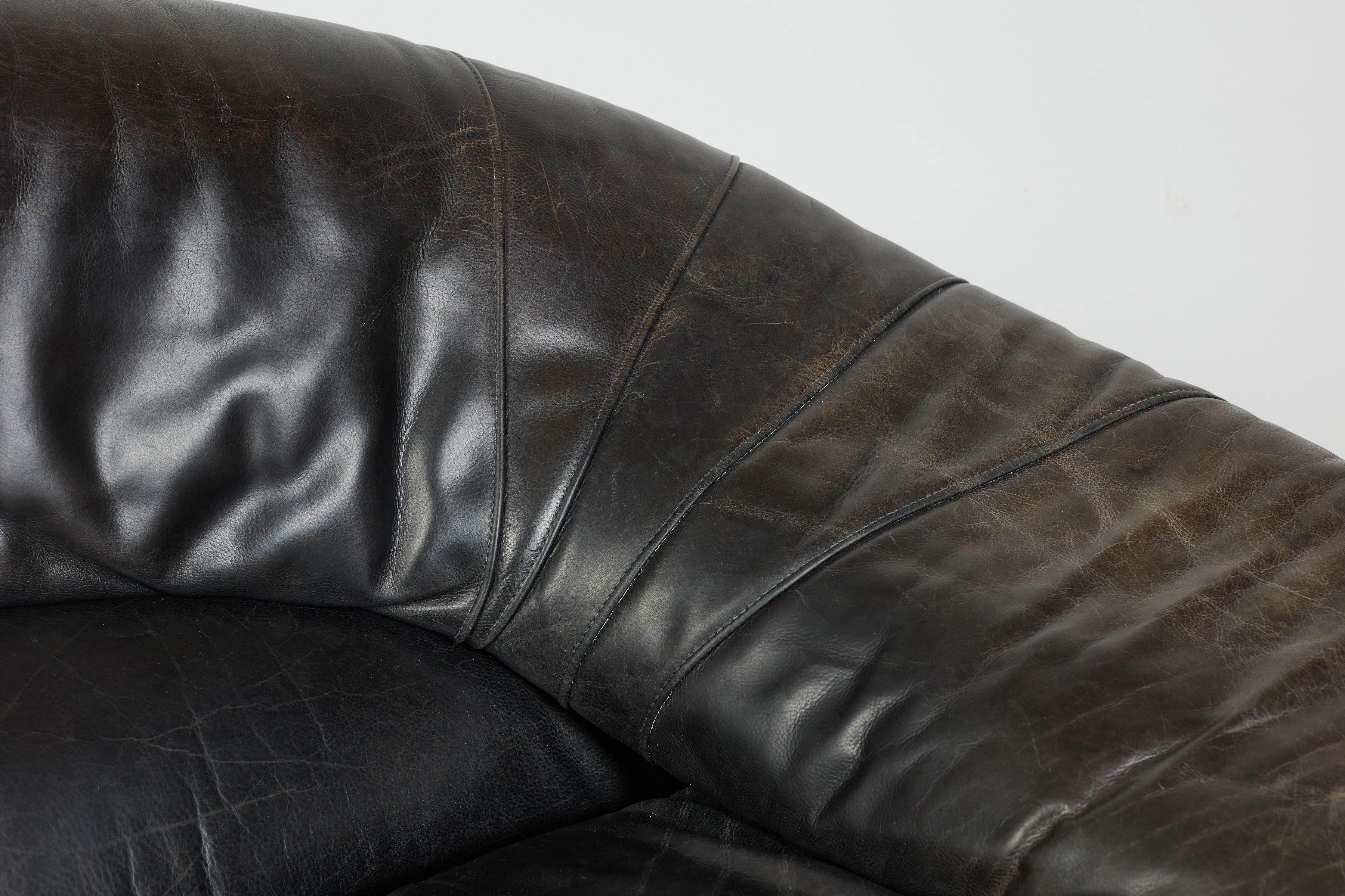 1970's Italian Leather Sofa For Sale 8