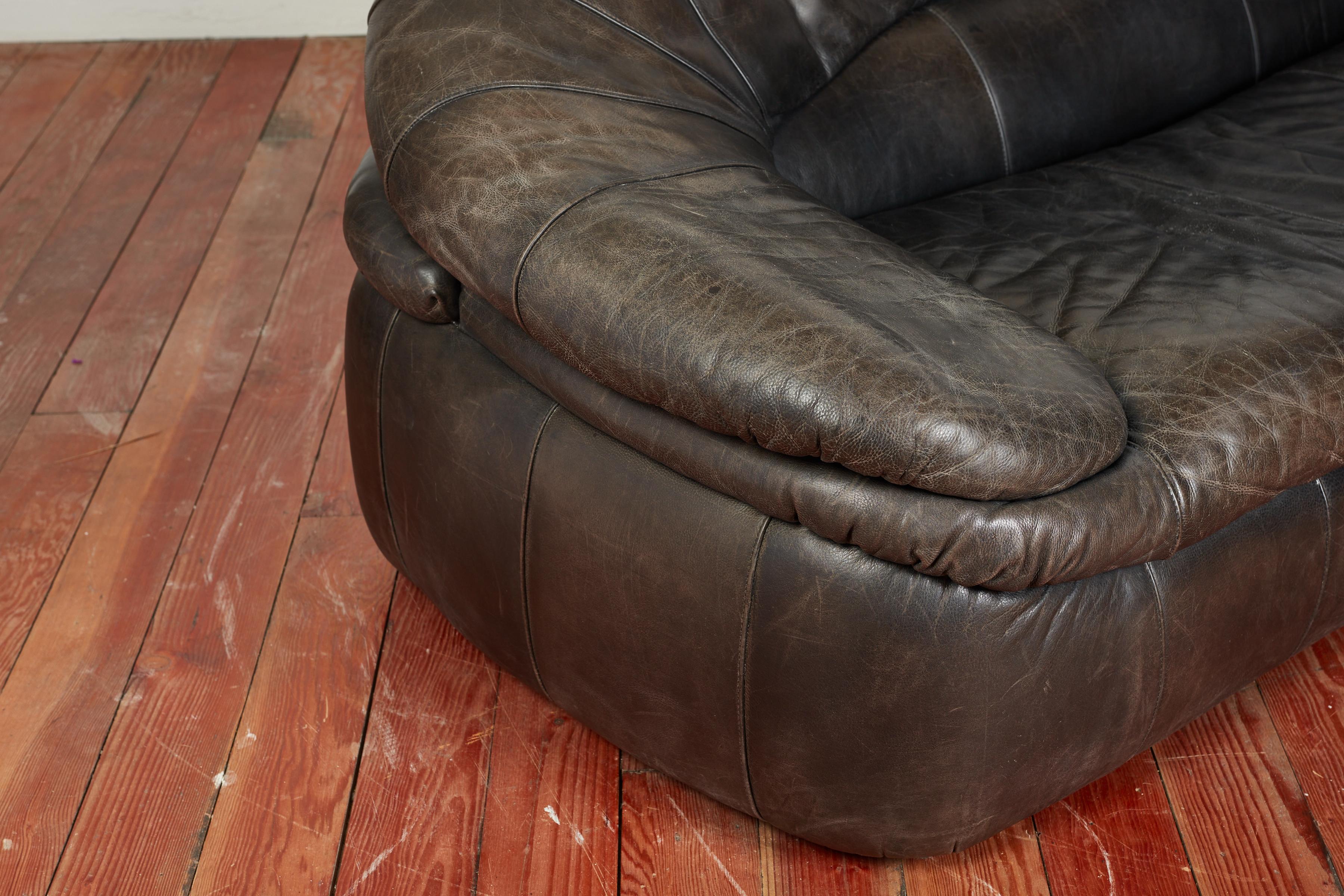 1970's Italian Leather Sofa For Sale 9