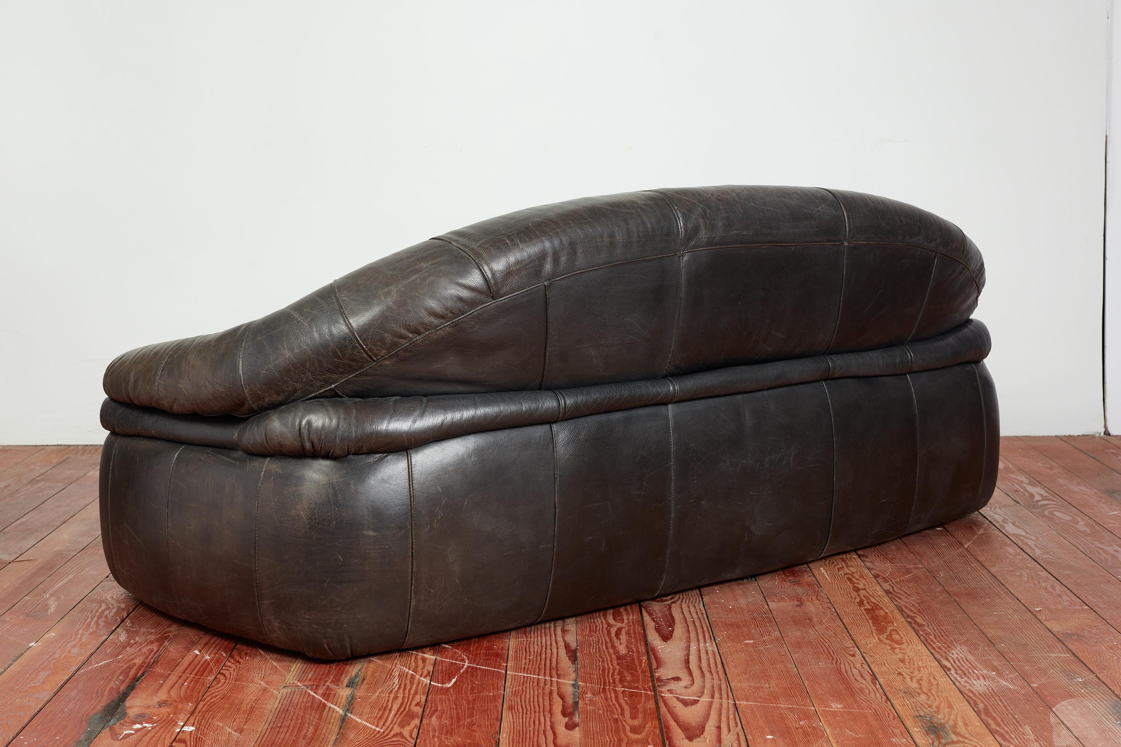 1970's Italian Leather Sofa For Sale 11