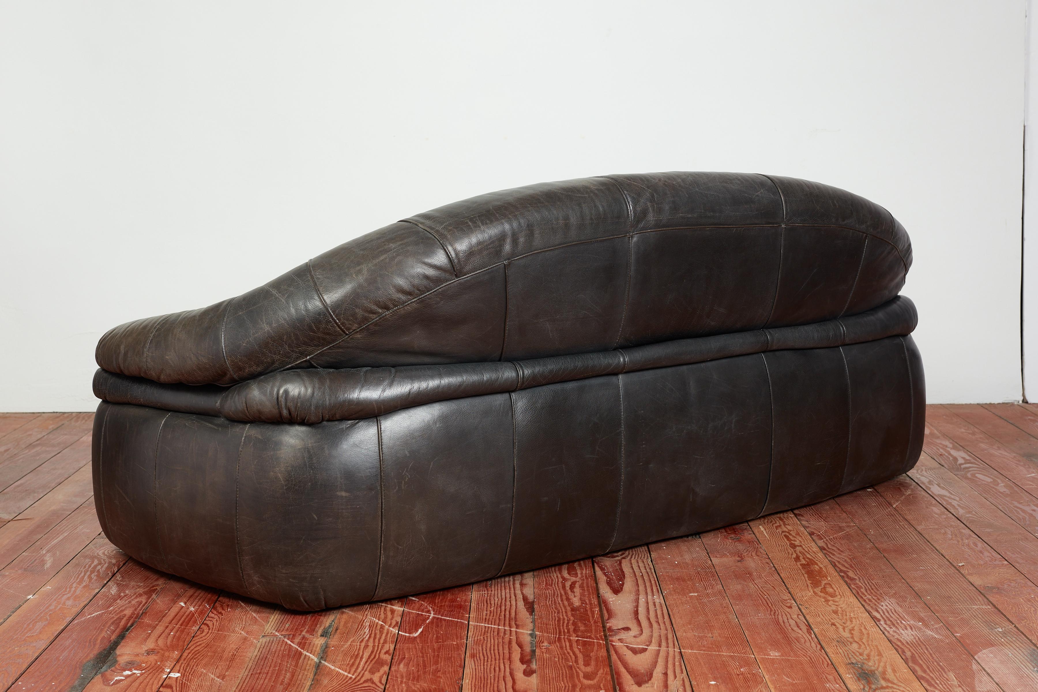 1970's Italian Leather Sofa For Sale 10
