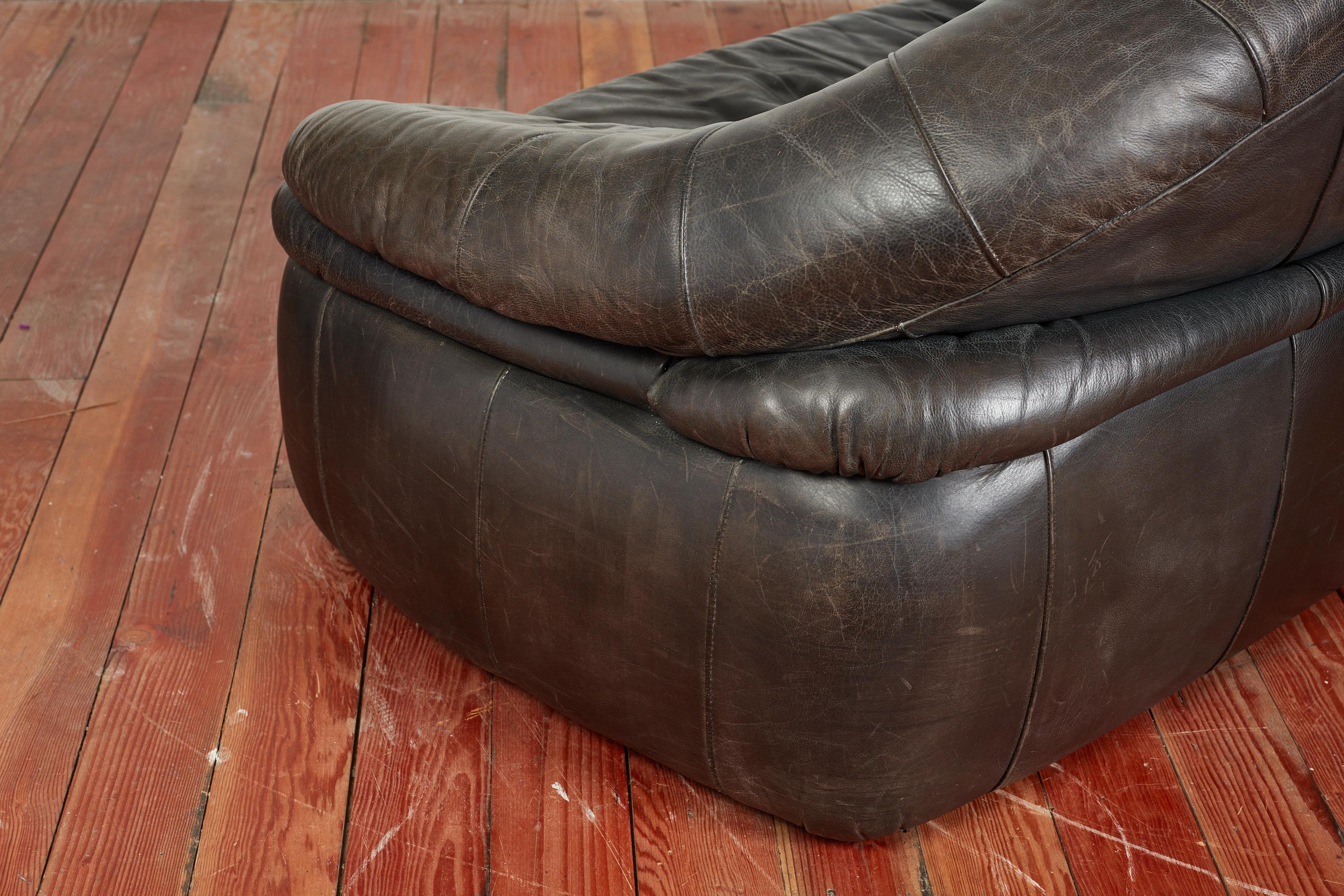 1970's Italian Leather Sofa For Sale 12