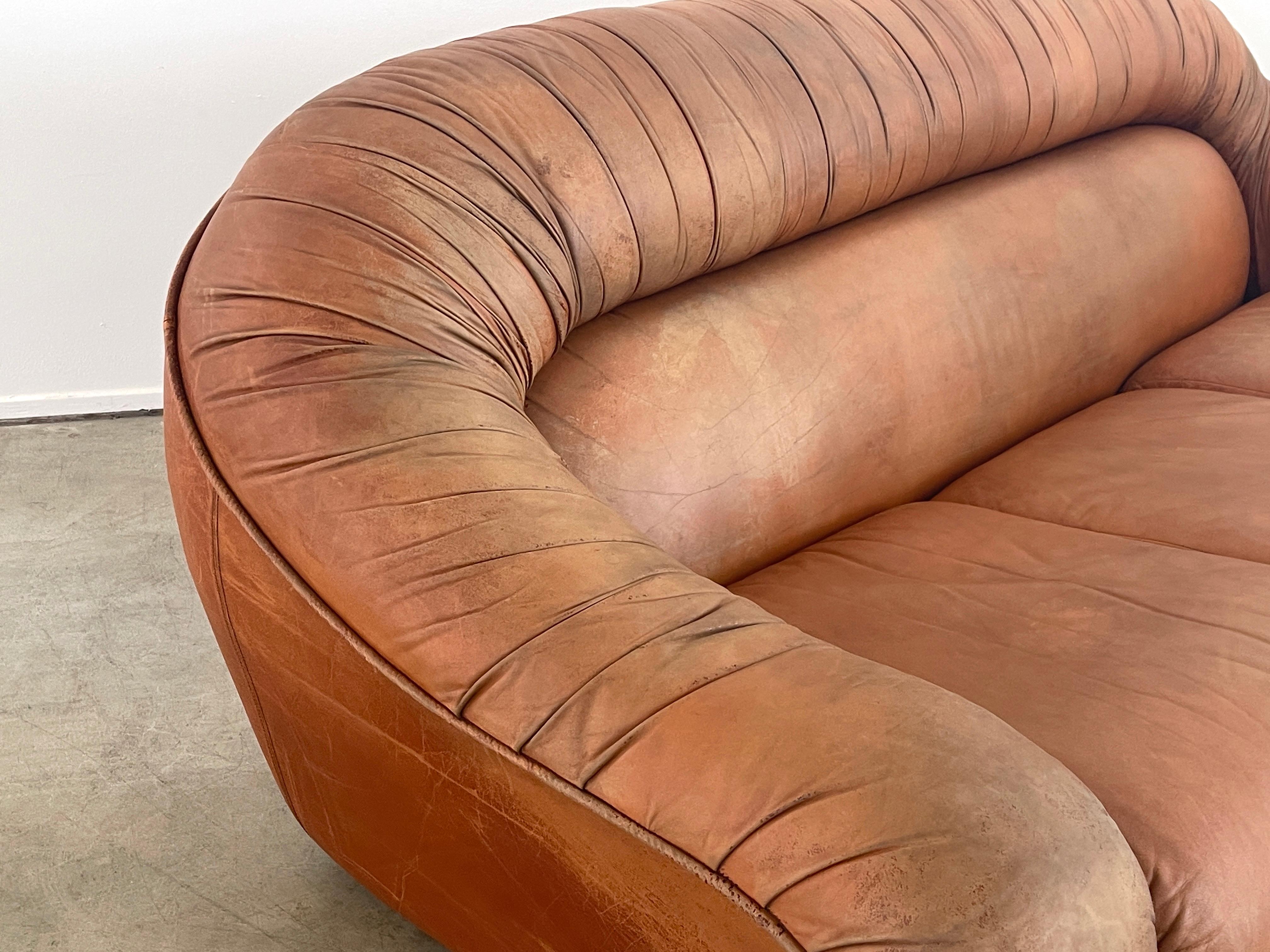 Late 20th Century 1970's Italian Leather Sofa