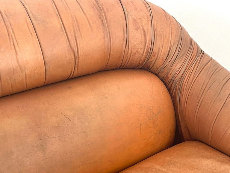1970's Italian Leather Sofa For Sale 1