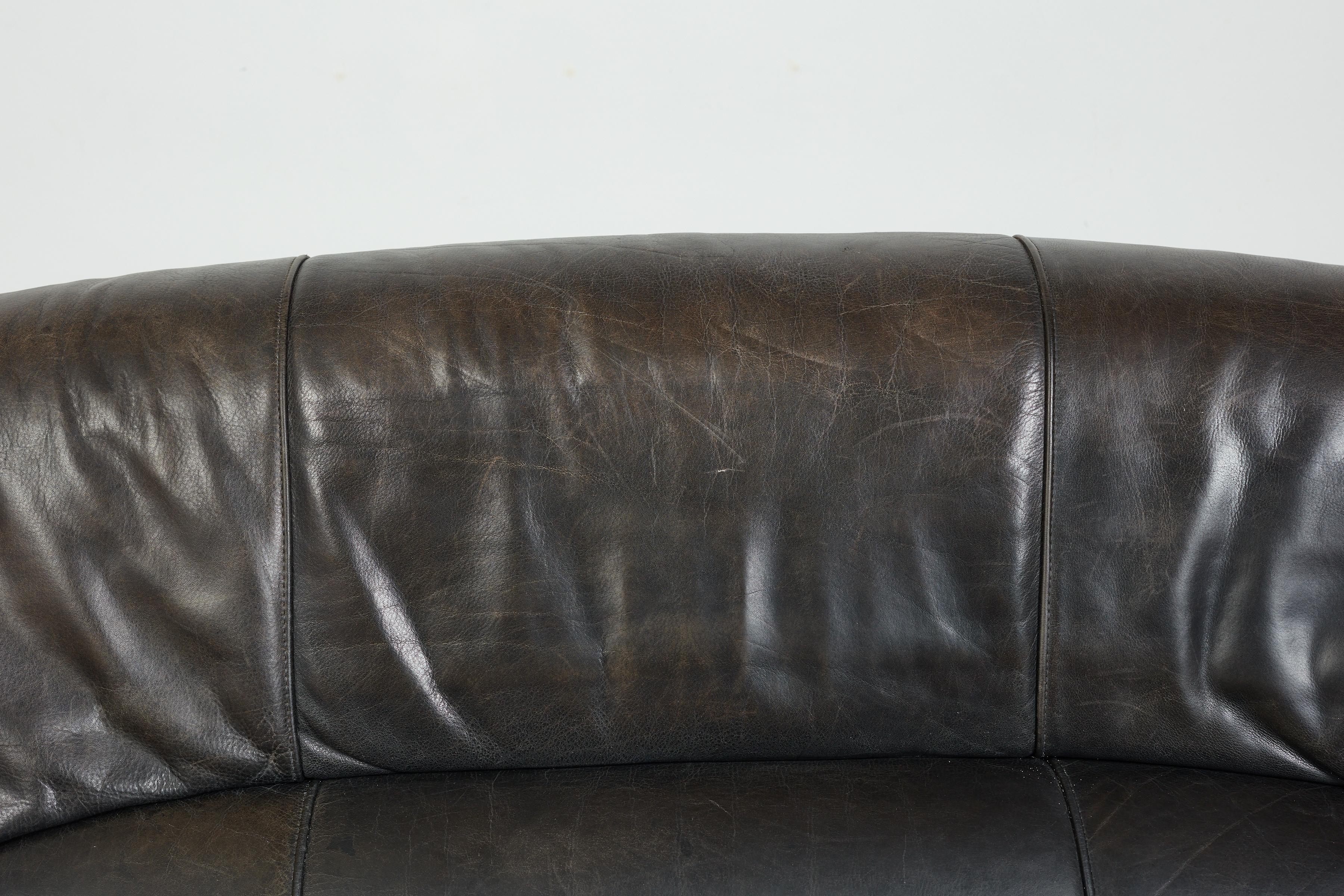 1970's Italian Leather Sofa For Sale 1