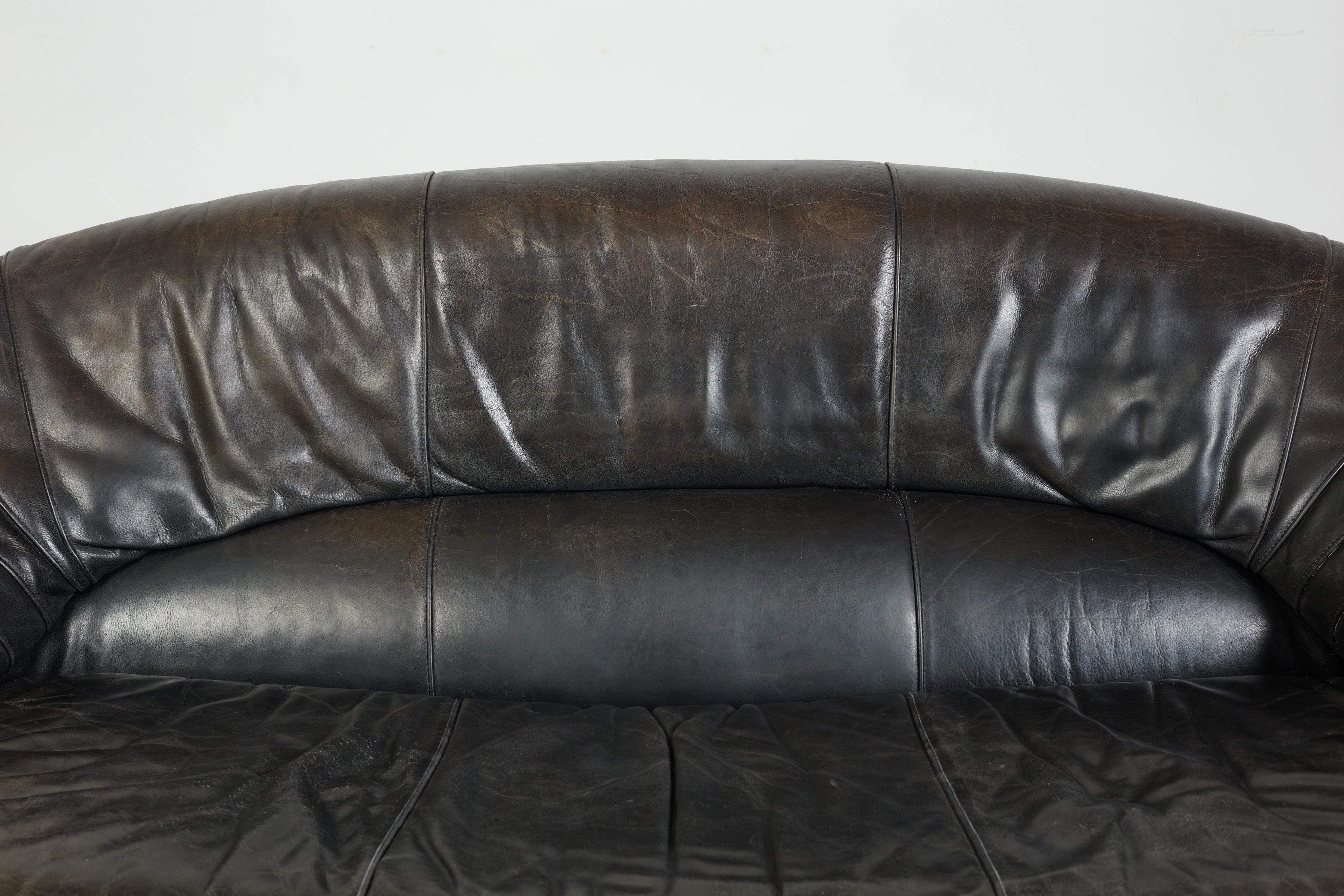 1970's Italian Leather Sofa For Sale 1