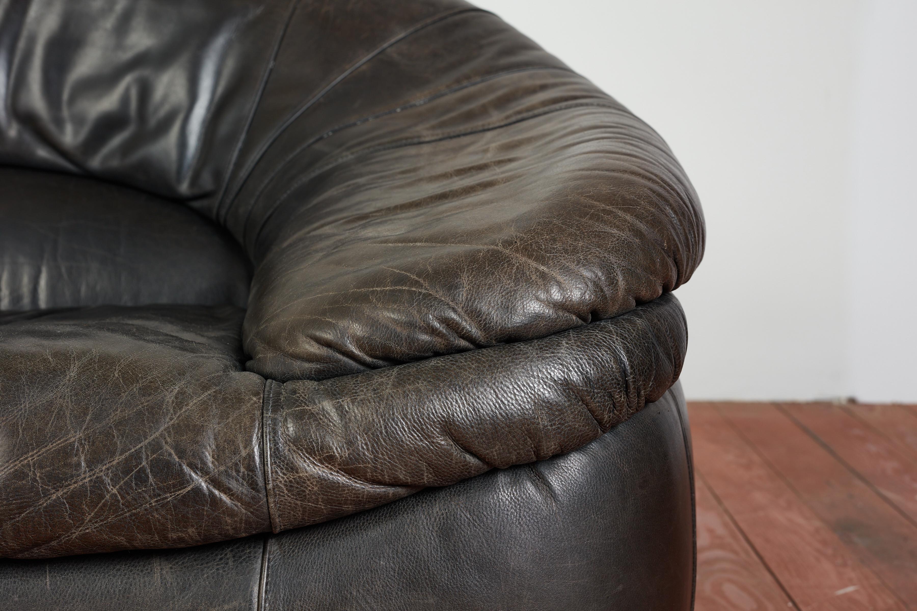 1970's Italian Leather Sofa For Sale 2