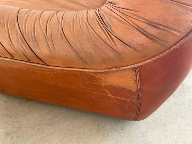 1970's Italian Leather Sofa For Sale 5