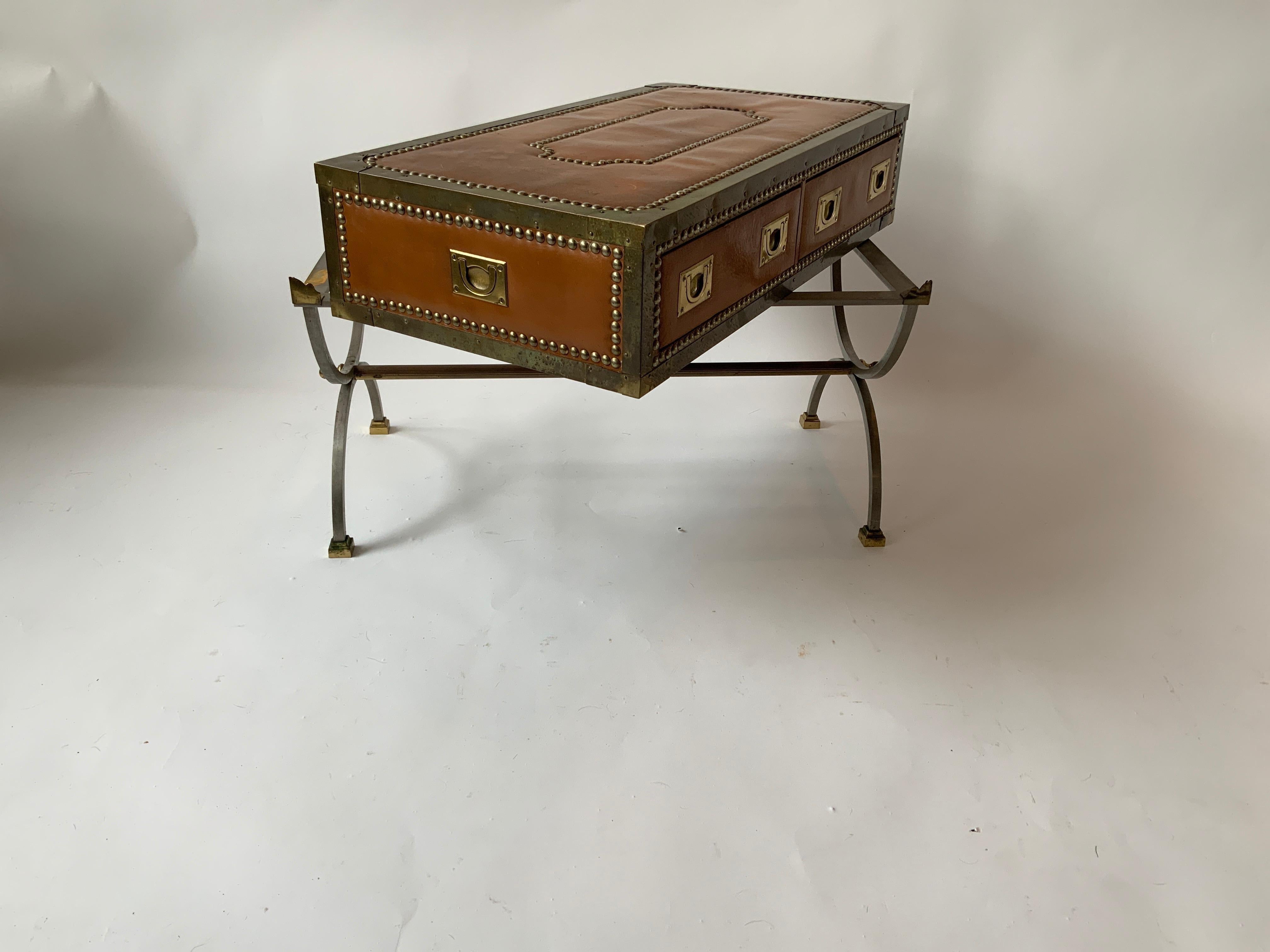 1970s Italian Leather Trunk Coffee Table For Sale 6