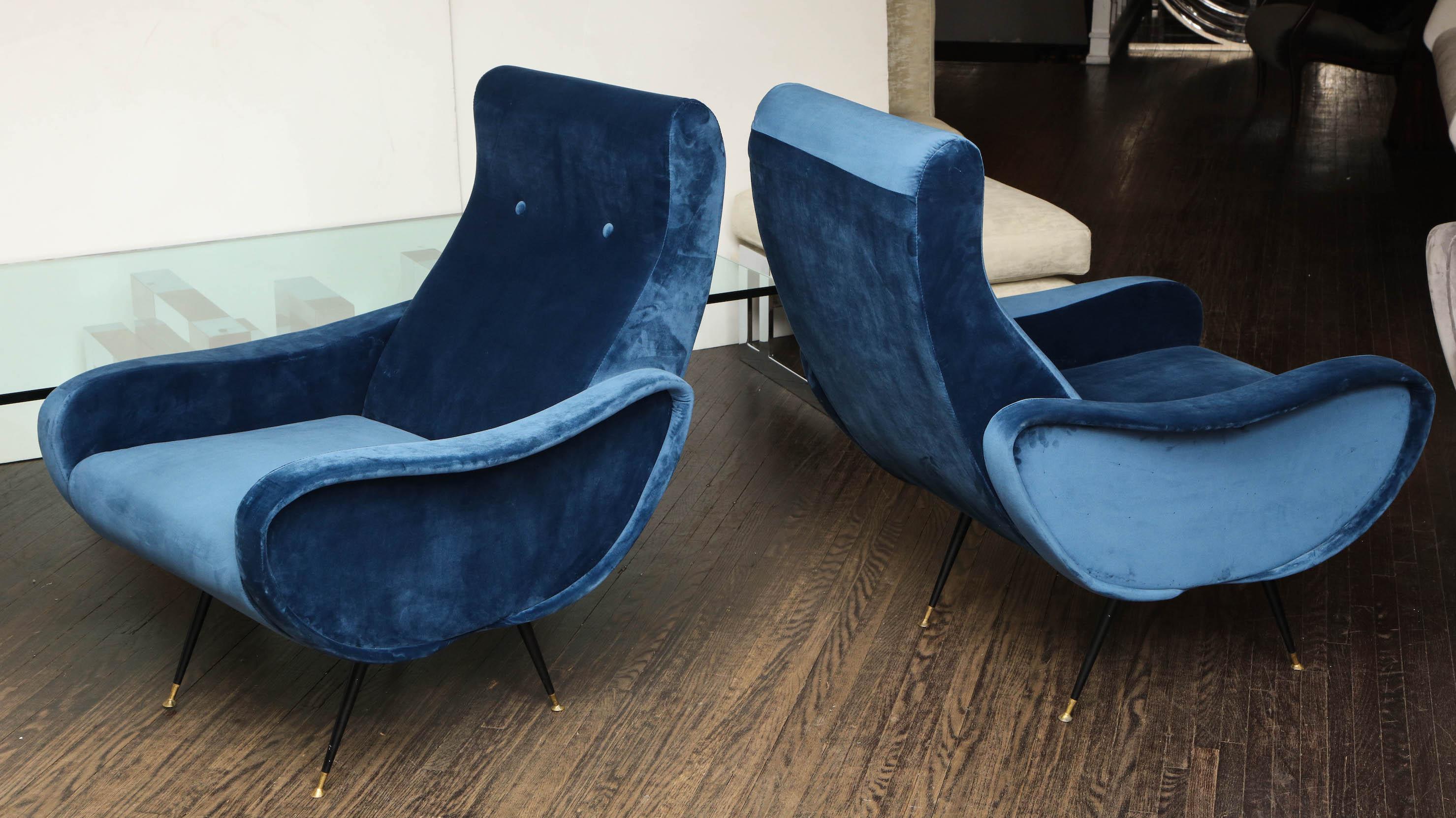 Late 20th Century Pair of 1970's Italian Lounge Chairs in the Manner of Marco Zanuso