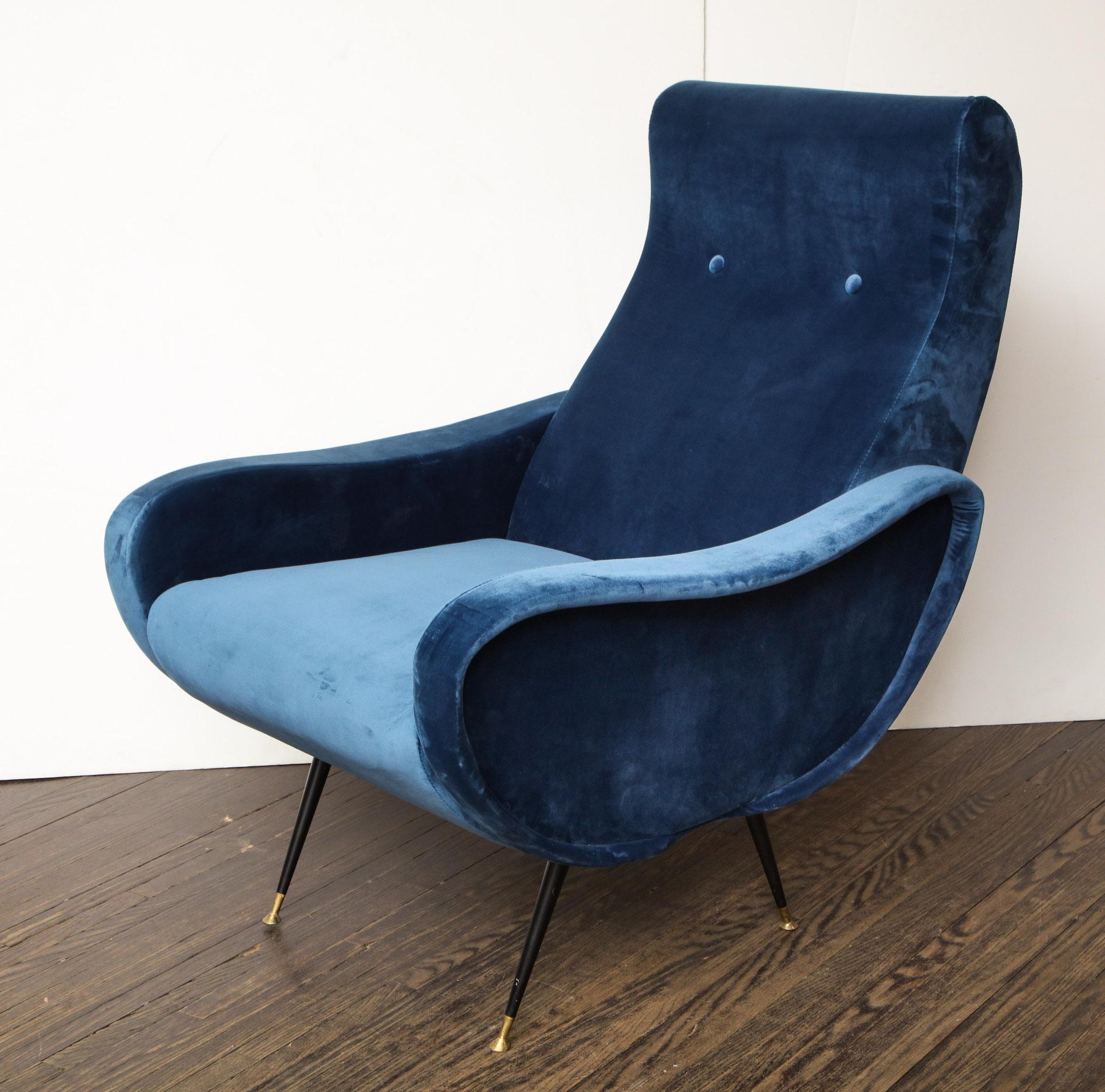 Pair of 1970's Italian Lounge Chairs in the Manner of Marco Zanuso 1