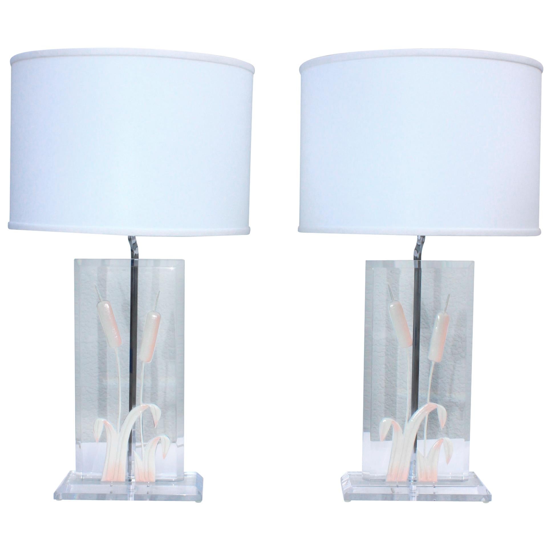 1970s Italian Lucite Table Lamps