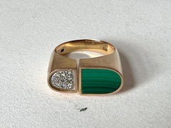Bague italienne en or, malachite et diamants des années 1970