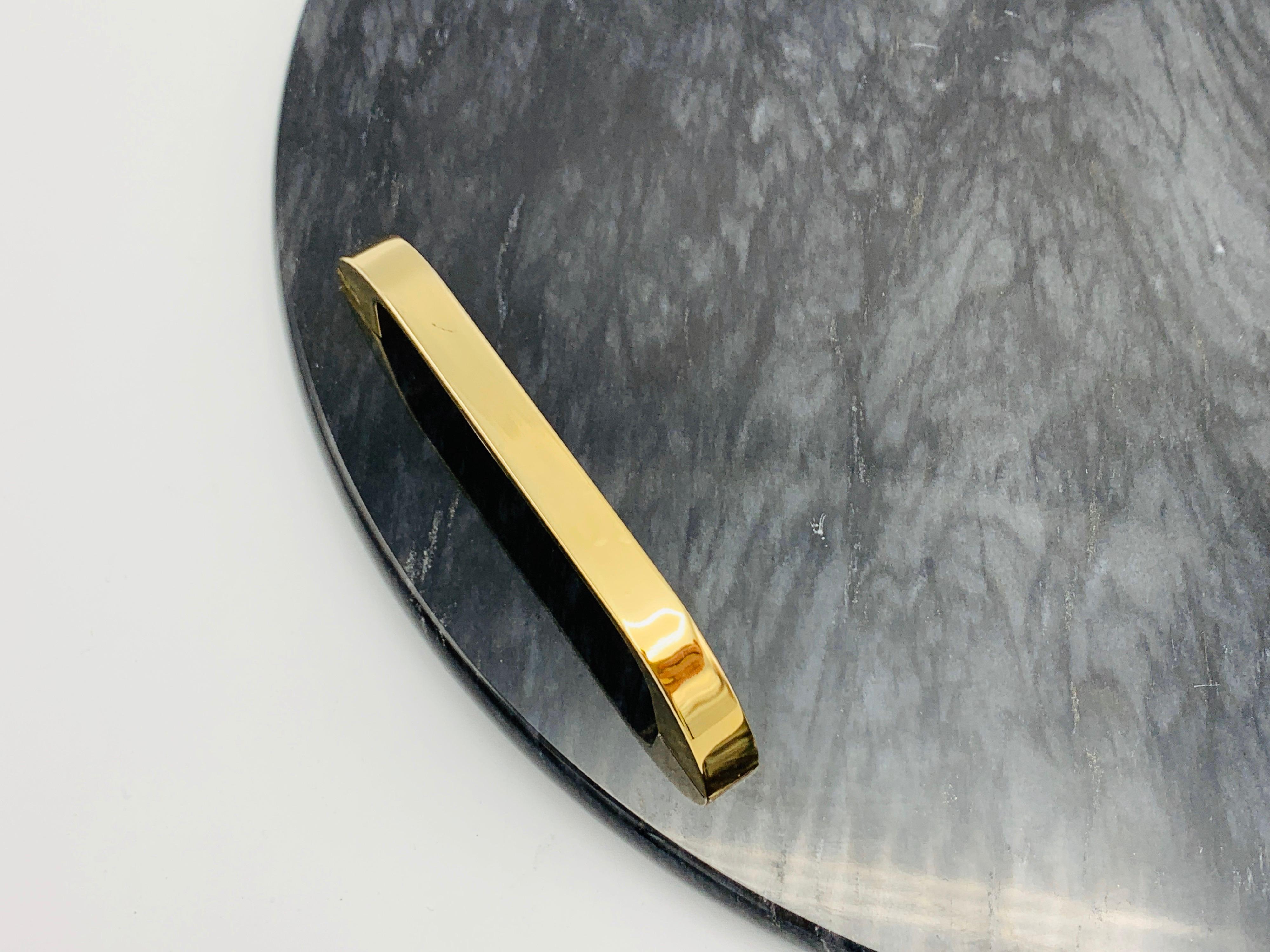 20th Century 1970s Italian Marble and Brass Tray For Sale