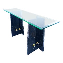 1970s Italian Marble and Glass Console Table