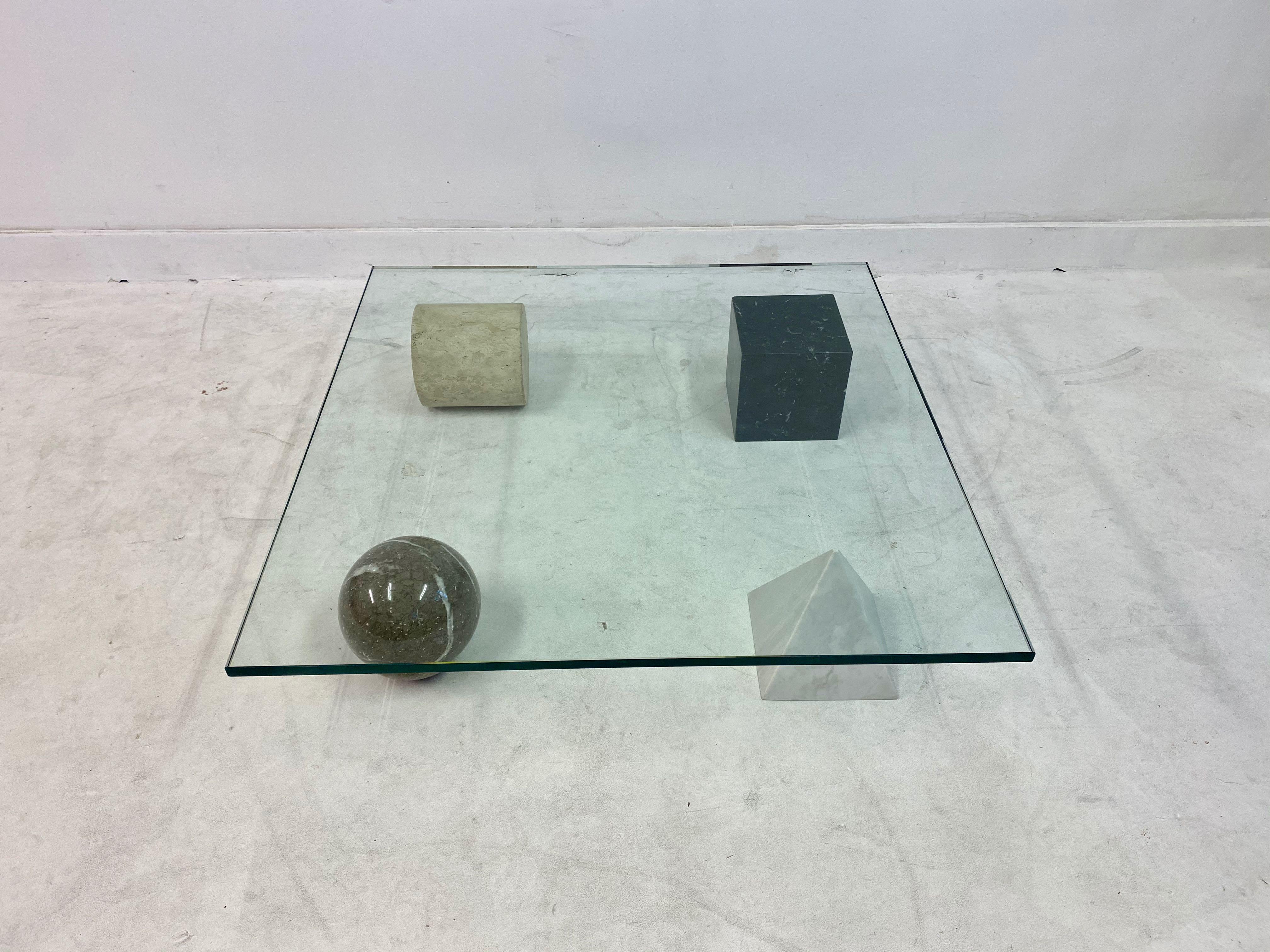Post-Modern 1970s Italian Marble Travertine Metafora Coffee Table by Lella Massimo Vignelli