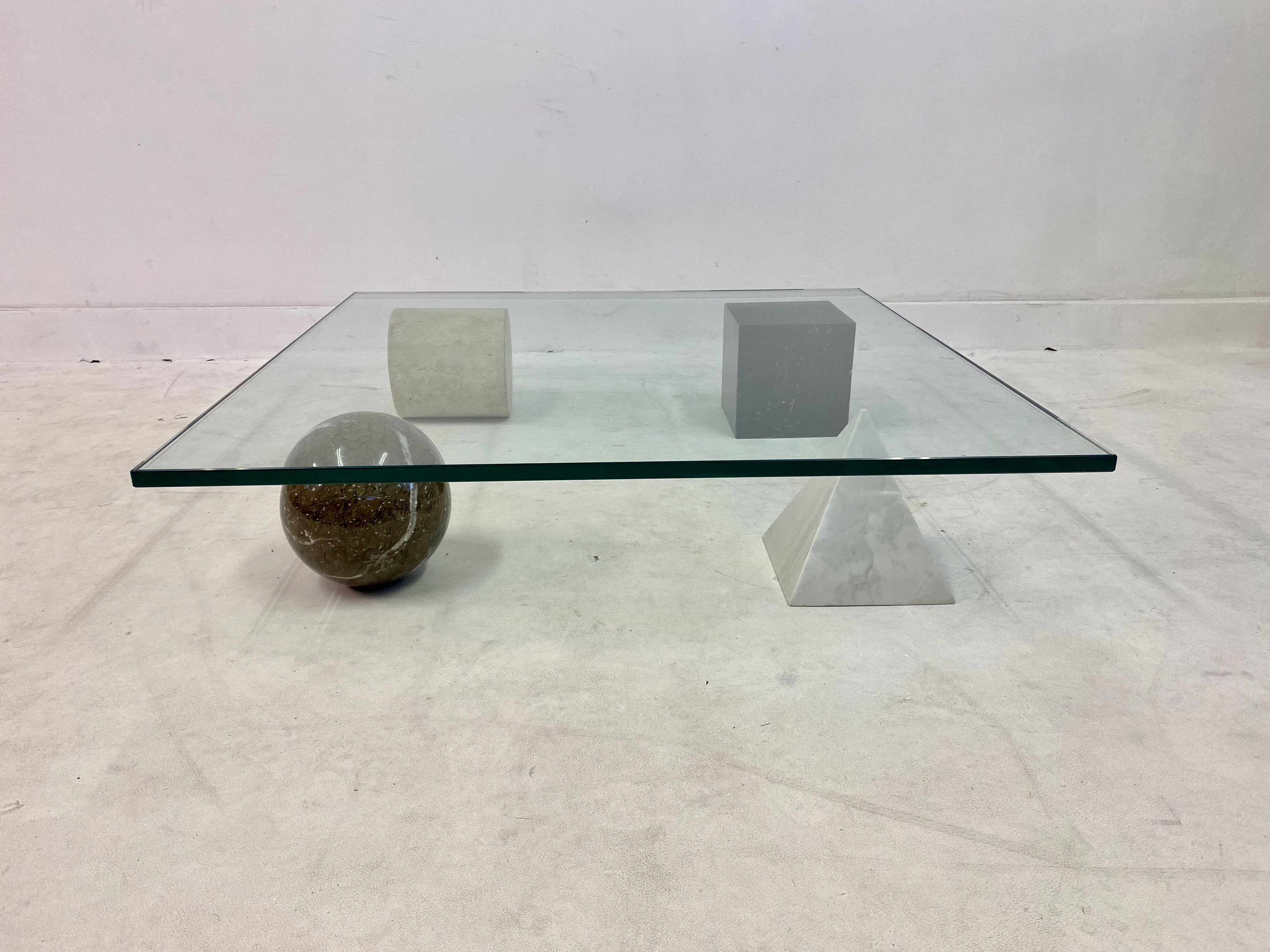 1970s Italian Marble Travertine Metafora Coffee Table by Lella Massimo Vignelli In Good Condition In London, London