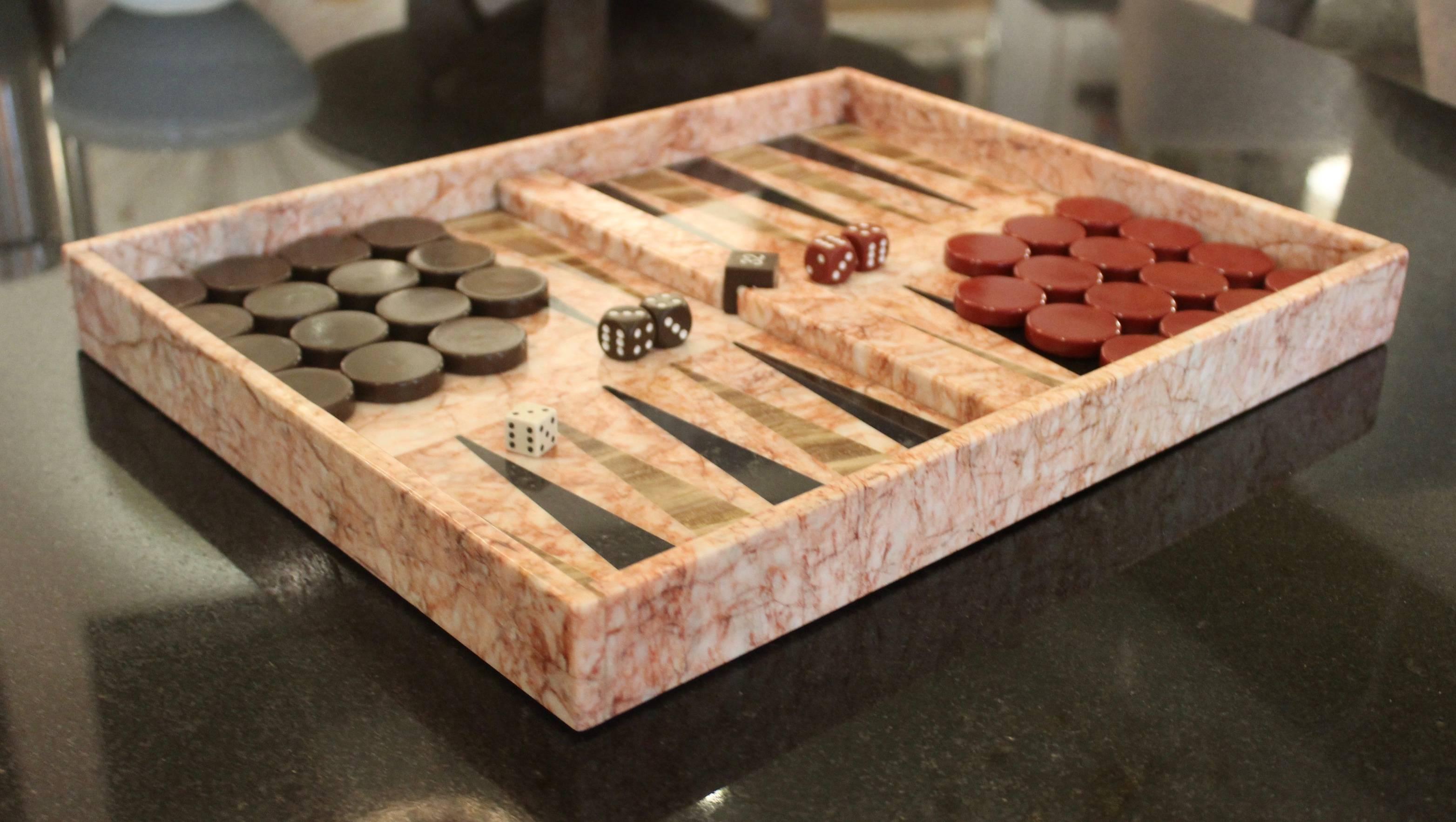 italian marble and onyx backgammon board