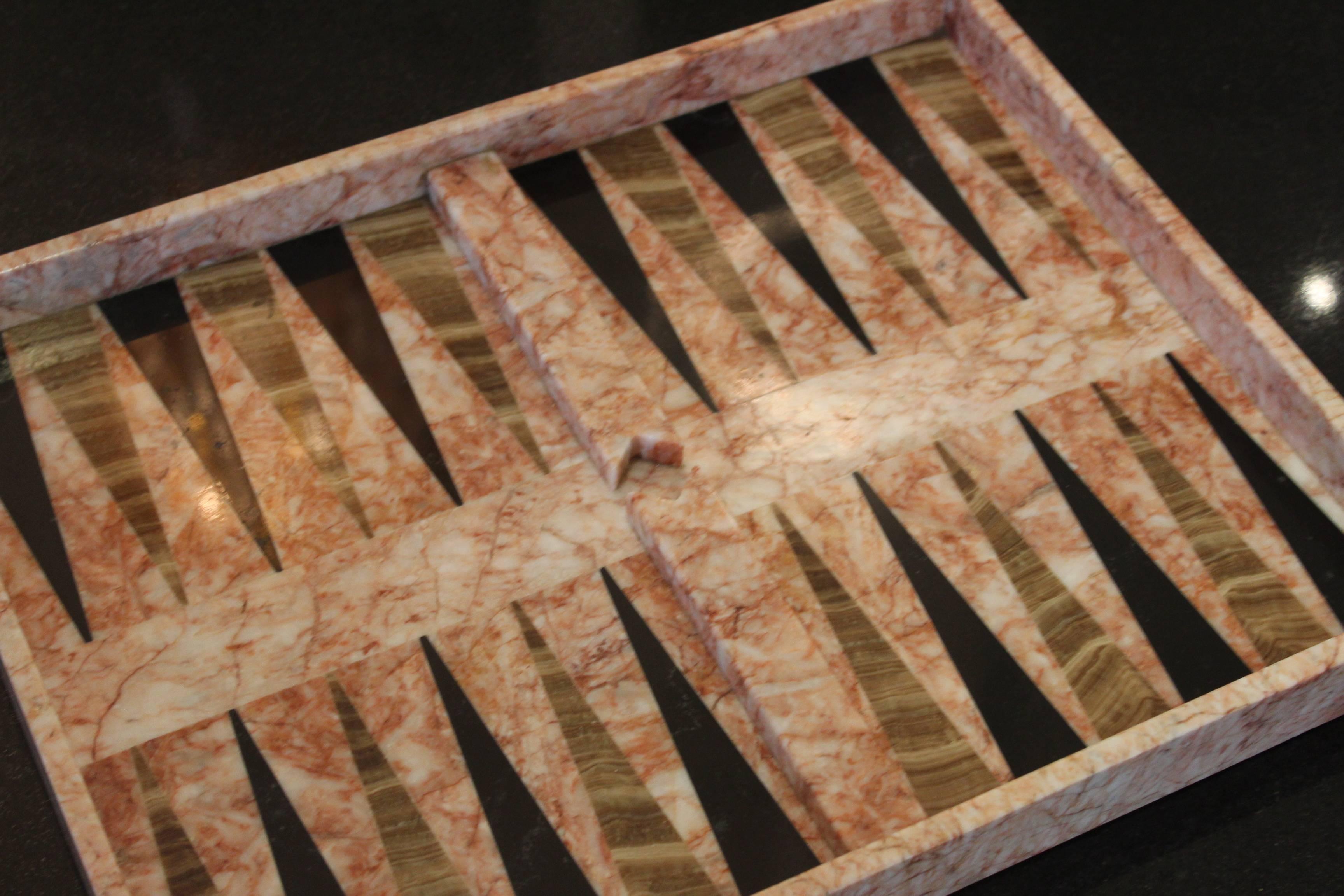 Mid-Century Modern 1970s Italian Marble Backgammon Set