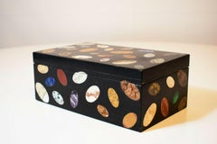 1970's Italian Marble Specimen Box Malachite Agate Amethyst