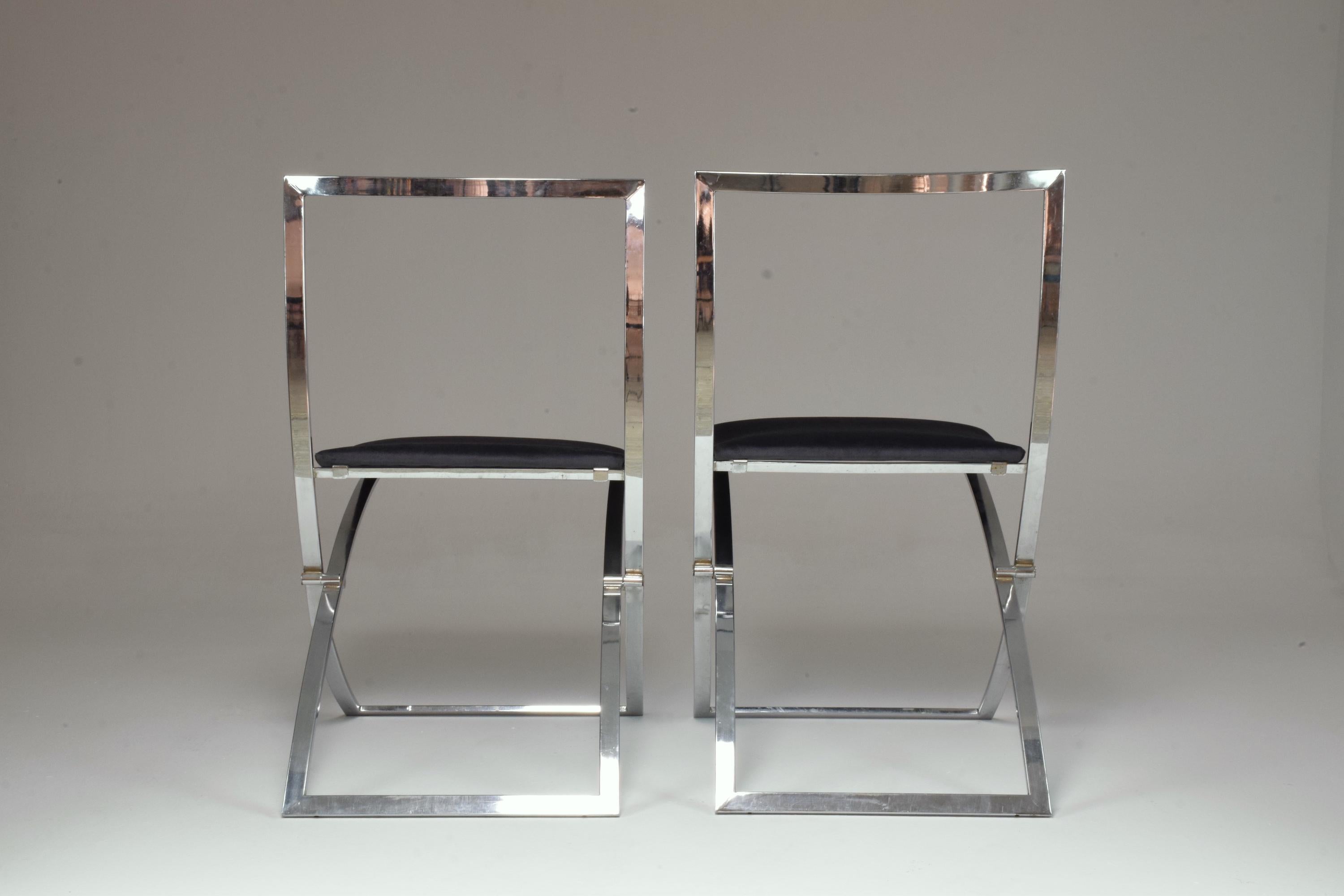 1970's Italian Marcello Cuneo Chrome Foldable Chairs 5