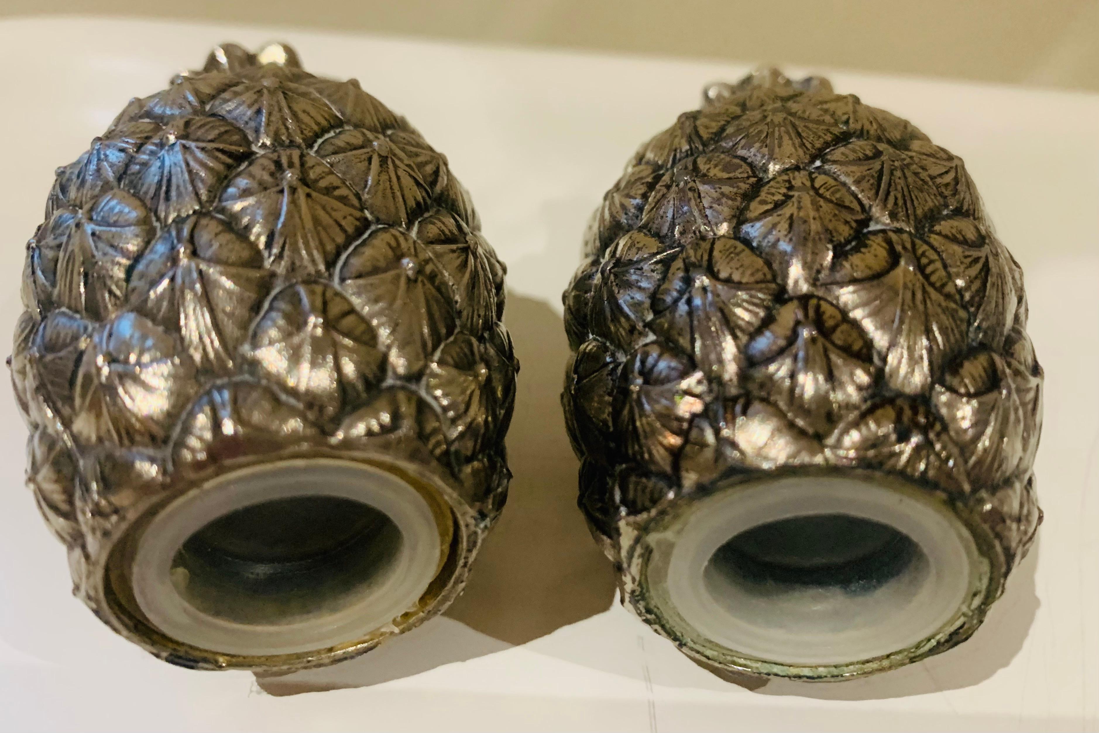 1970s Italian Mauro Manetti Firenze Silver-Plate Pineapple Salt & Pepper Shakers For Sale 1