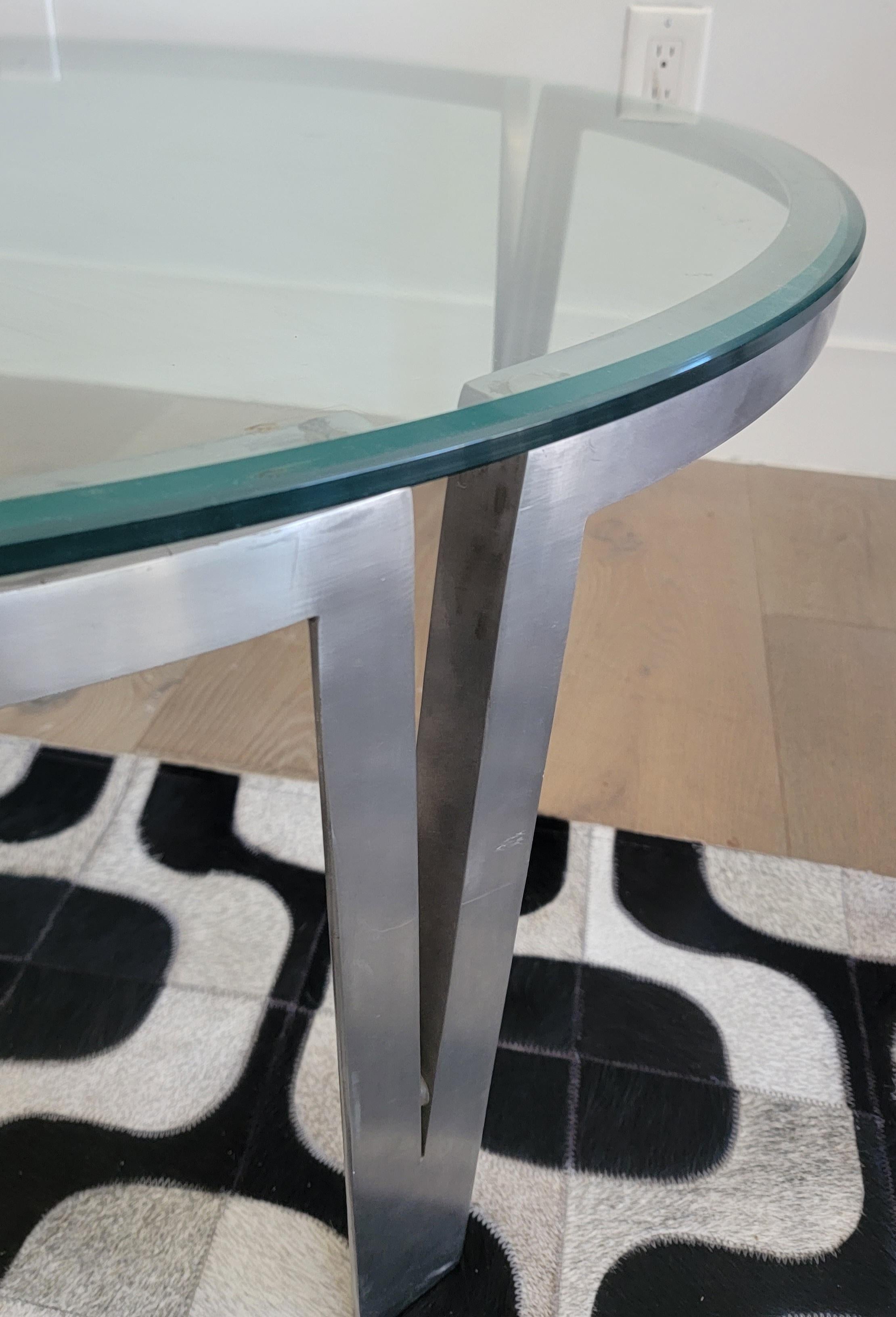 20th Century 1970s Italian Metal and Glass Coffee Table For Sale