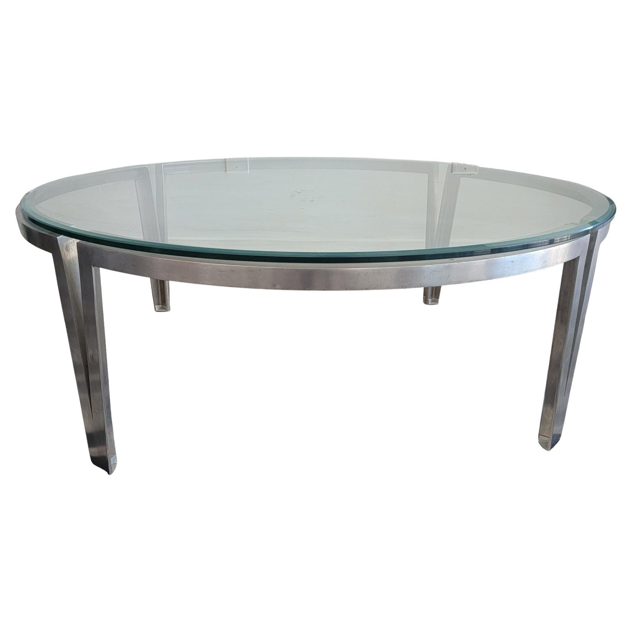1970s Italian Metal and Glass Coffee Table For Sale