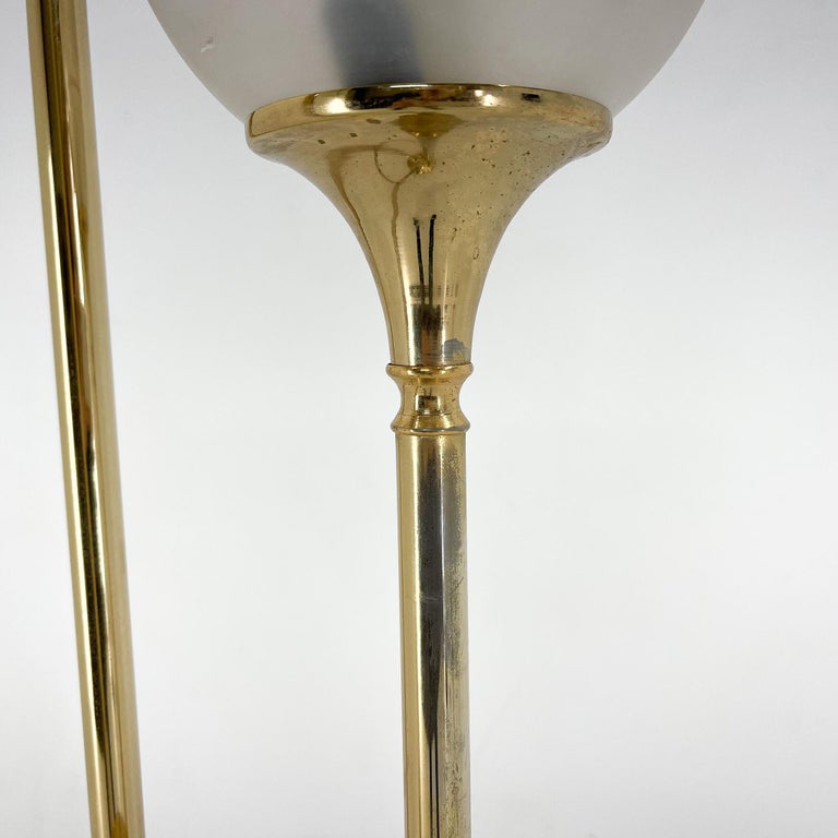 1970's Italian Metal and Glass Floor Lamp For Sale at 1stDibs