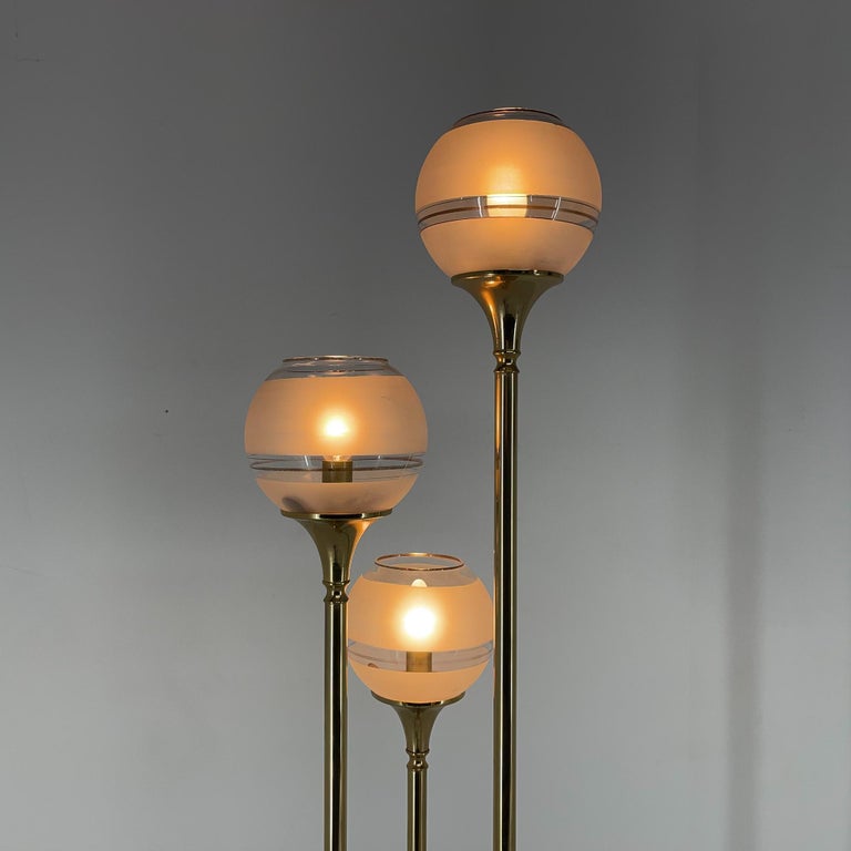 1970's Italian Metal and Glass Floor Lamp For Sale at 1stDibs