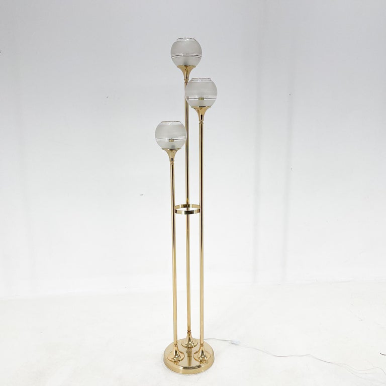 1970's Italian Metal and Glass Floor Lamp For Sale at 1stDibs