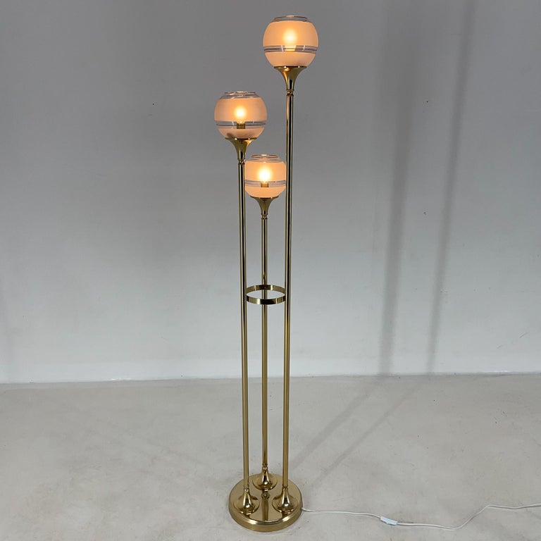 1970's Italian Metal and Glass Floor Lamp For Sale at 1stDibs
