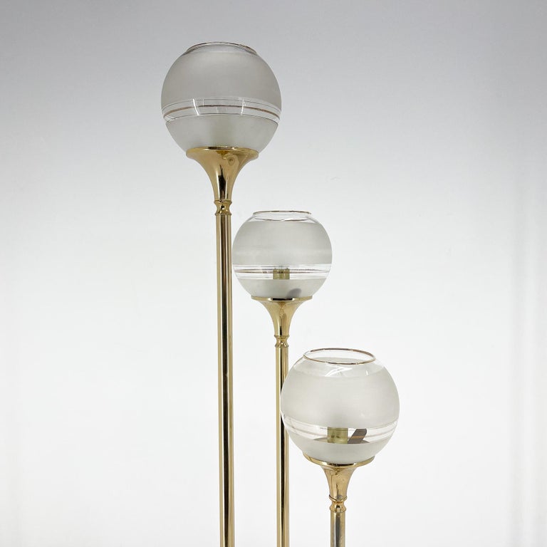 1970's Italian Metal and Glass Floor Lamp For Sale at 1stDibs
