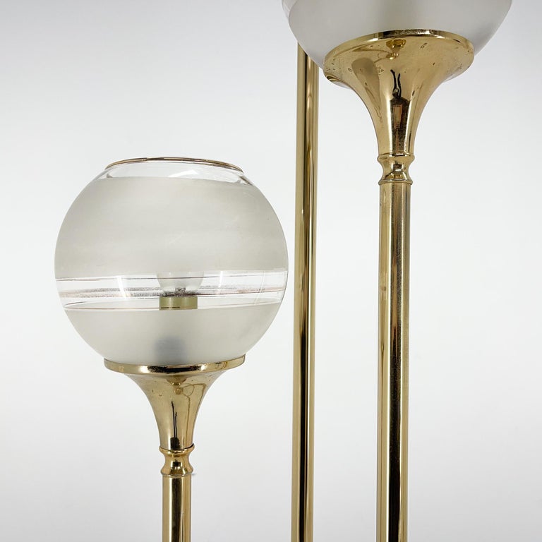 1970's Italian Metal and Glass Floor Lamp For Sale at 1stDibs