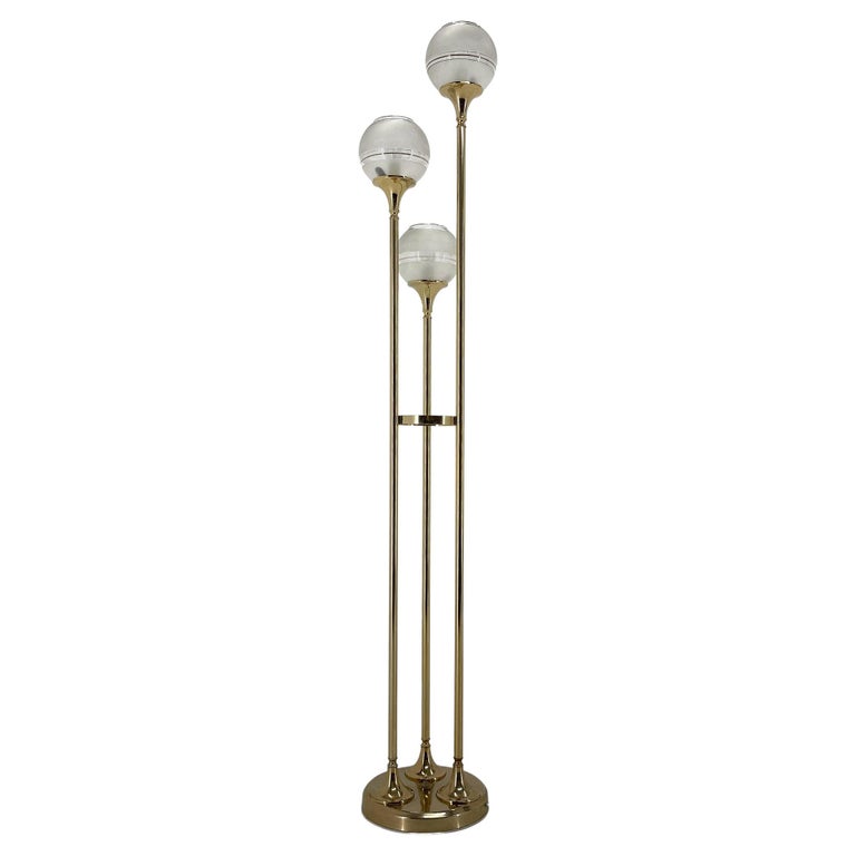 1970's Italian Metal and Glass Floor Lamp For Sale at 1stDibs
