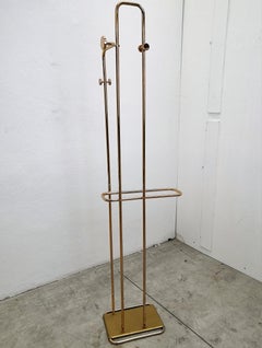 1970s Italian Midcentury Hollywood Regency Brass Valet Stand, Dress Boy, Hanger