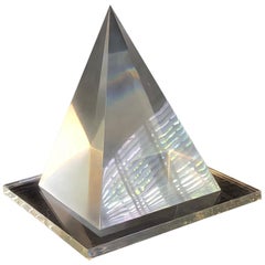 1970s Italian Mid-Century Modern Lucite Mold Injected Pyramid , Enormous Size.