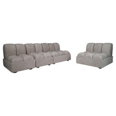 1970s Italian Mid-Century Modular Sofa Set in New Bouclé, Set of 4 Seats