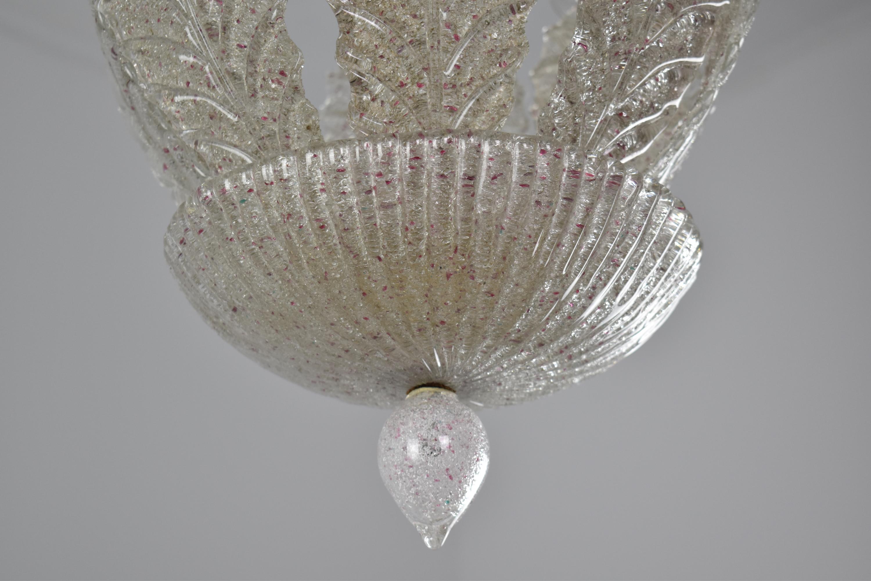 1970s Italian Midcentury Murano Glass Leaf Pendant  8