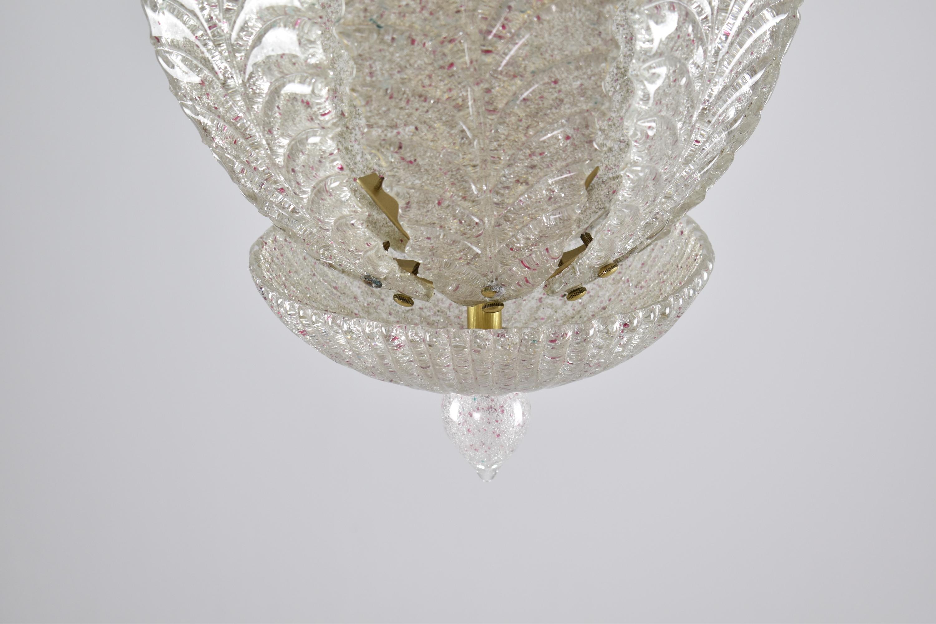 1970s Italian Midcentury Murano Glass Leaf Pendant  9