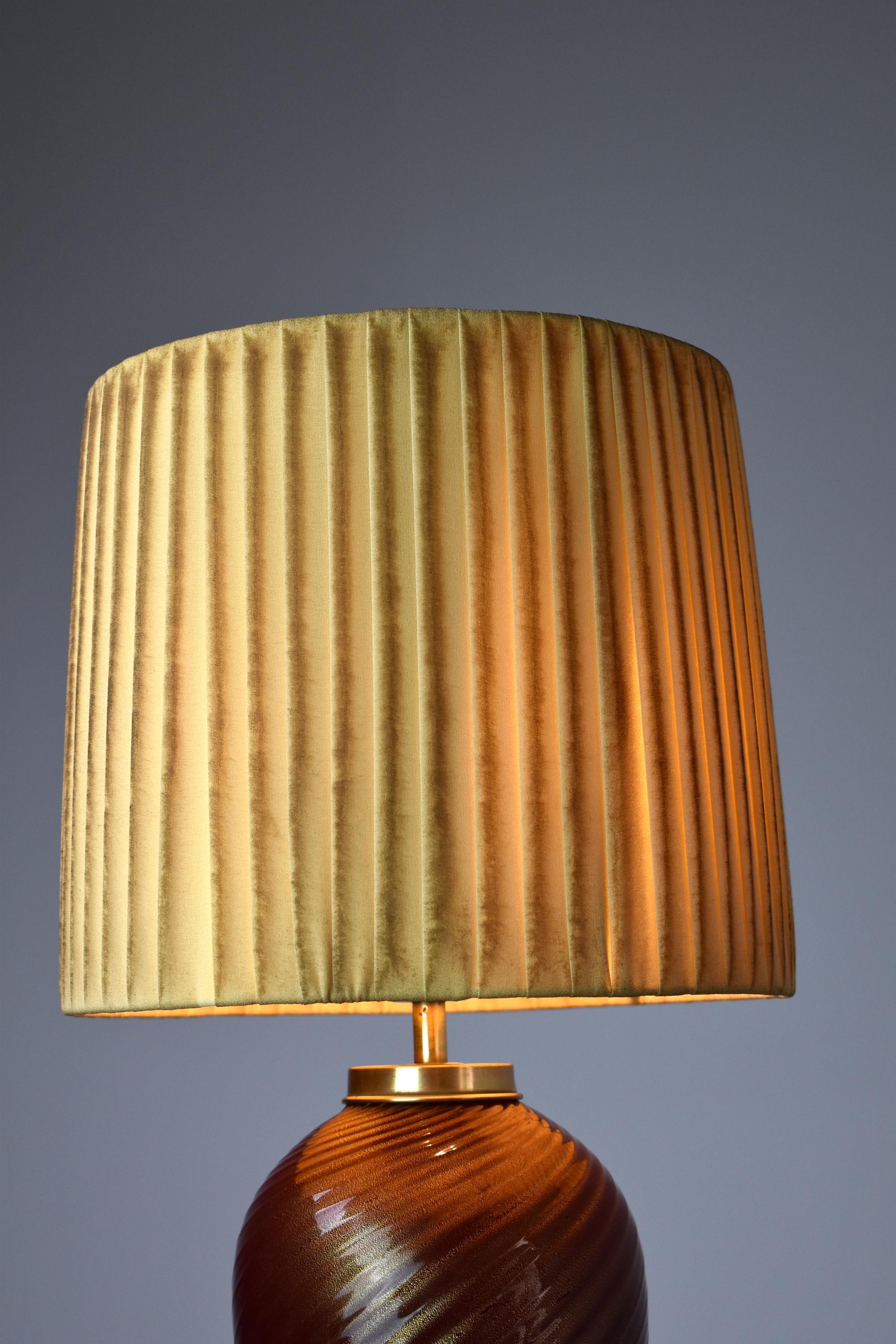 Brass 1970's Italian Mid-Century Murano Table Lamp by Tommaso Barbi For Sale