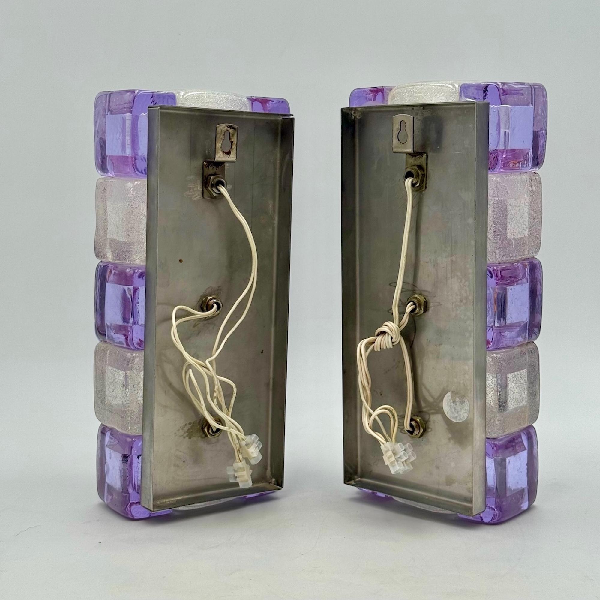 Apliques de Cristal Pulegoso Violeta Italianos de Mitad de Siglo de 1970 by Poliarte en venta 4