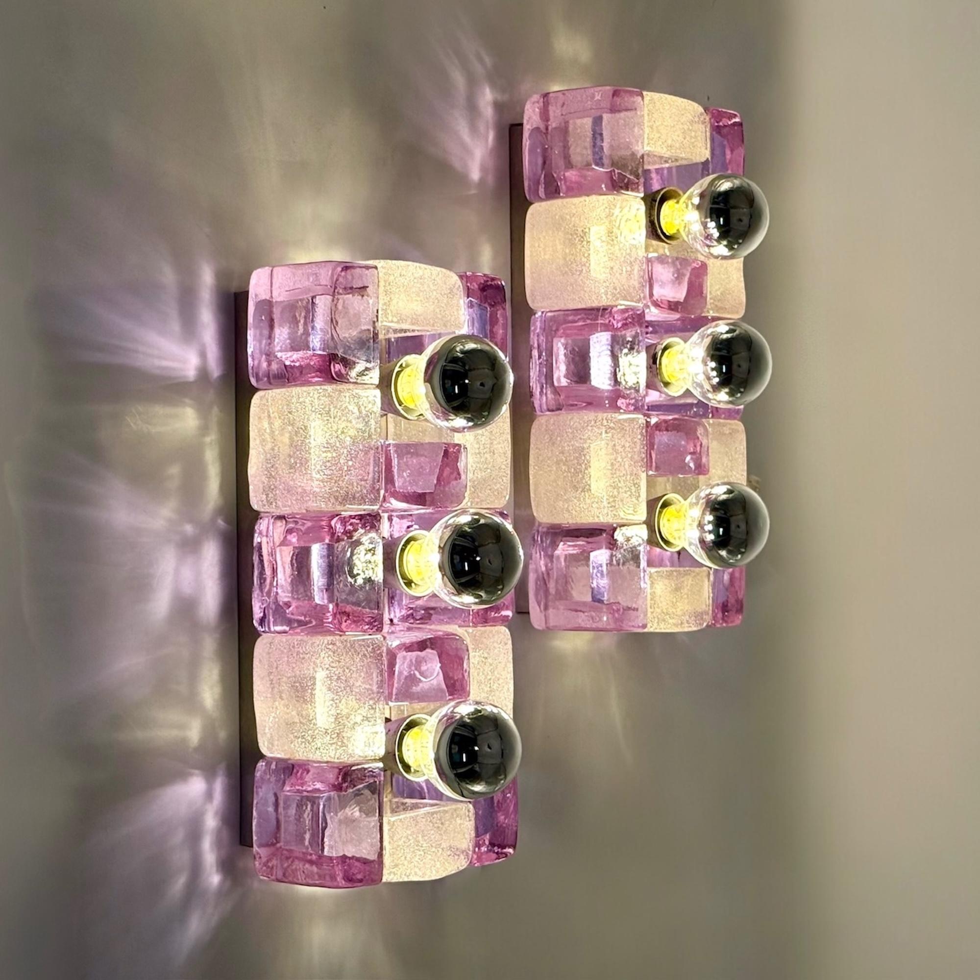 Apliques de Cristal Pulegoso Violeta Italianos de Mitad de Siglo de 1970 by Poliarte Moderno de mediados de siglo en venta