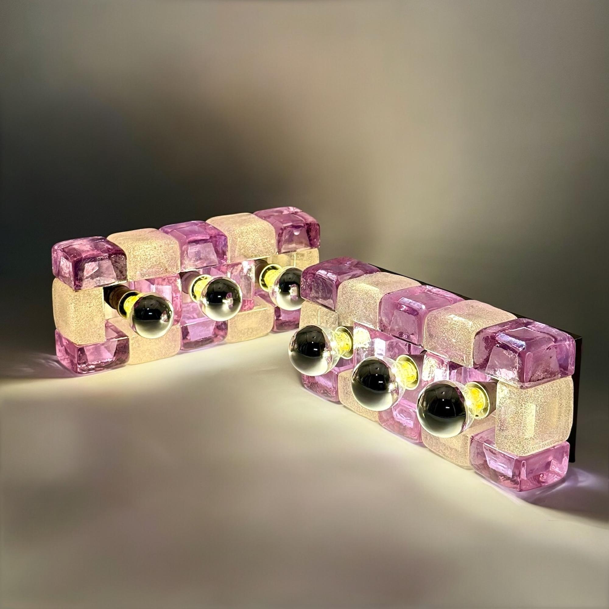 Apliques de Cristal Pulegoso Violeta Italianos de Mitad de Siglo de 1970 by Poliarte finales del siglo XX en venta