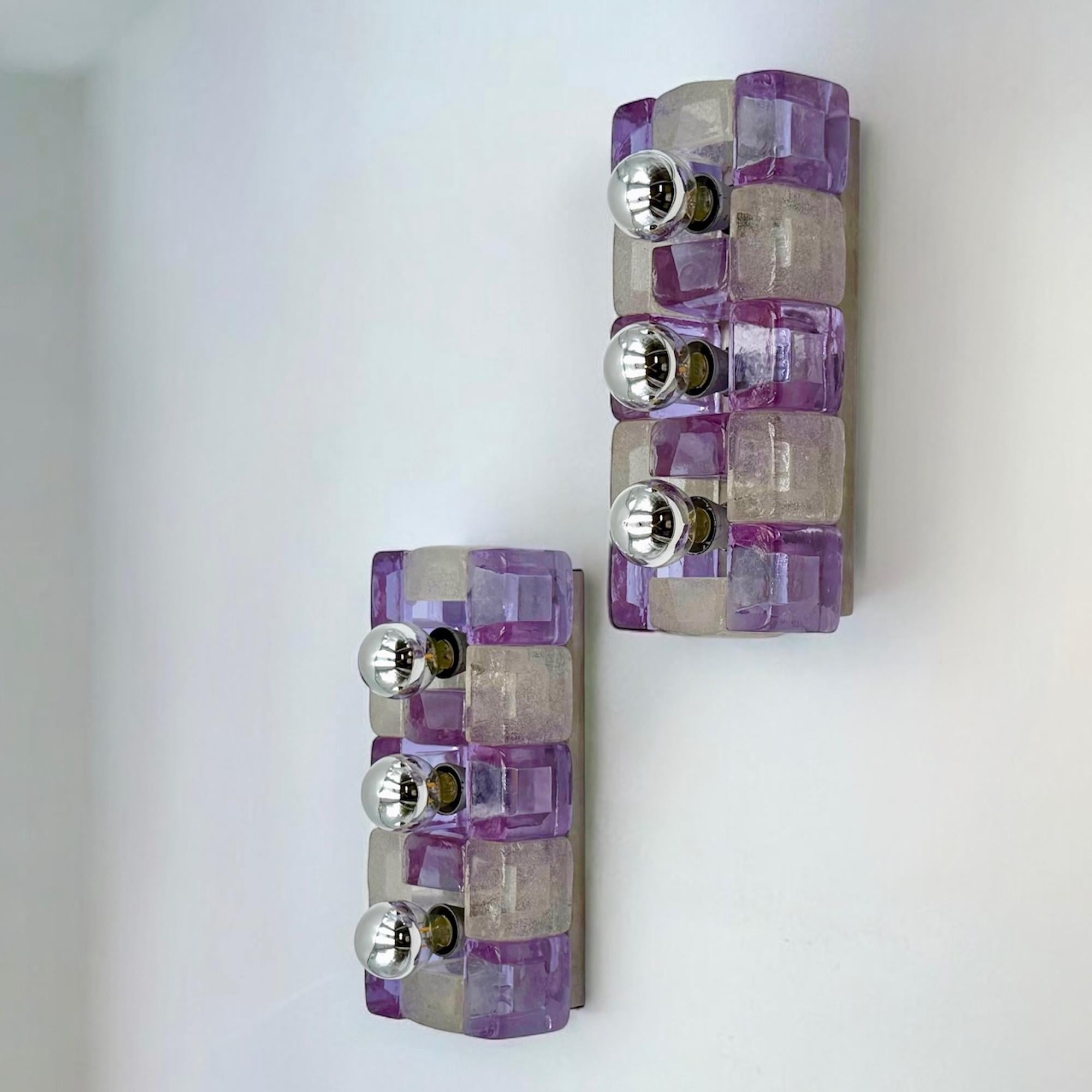 Apliques de Cristal Pulegoso Violeta Italianos de Mitad de Siglo de 1970 by Poliarte en venta 1