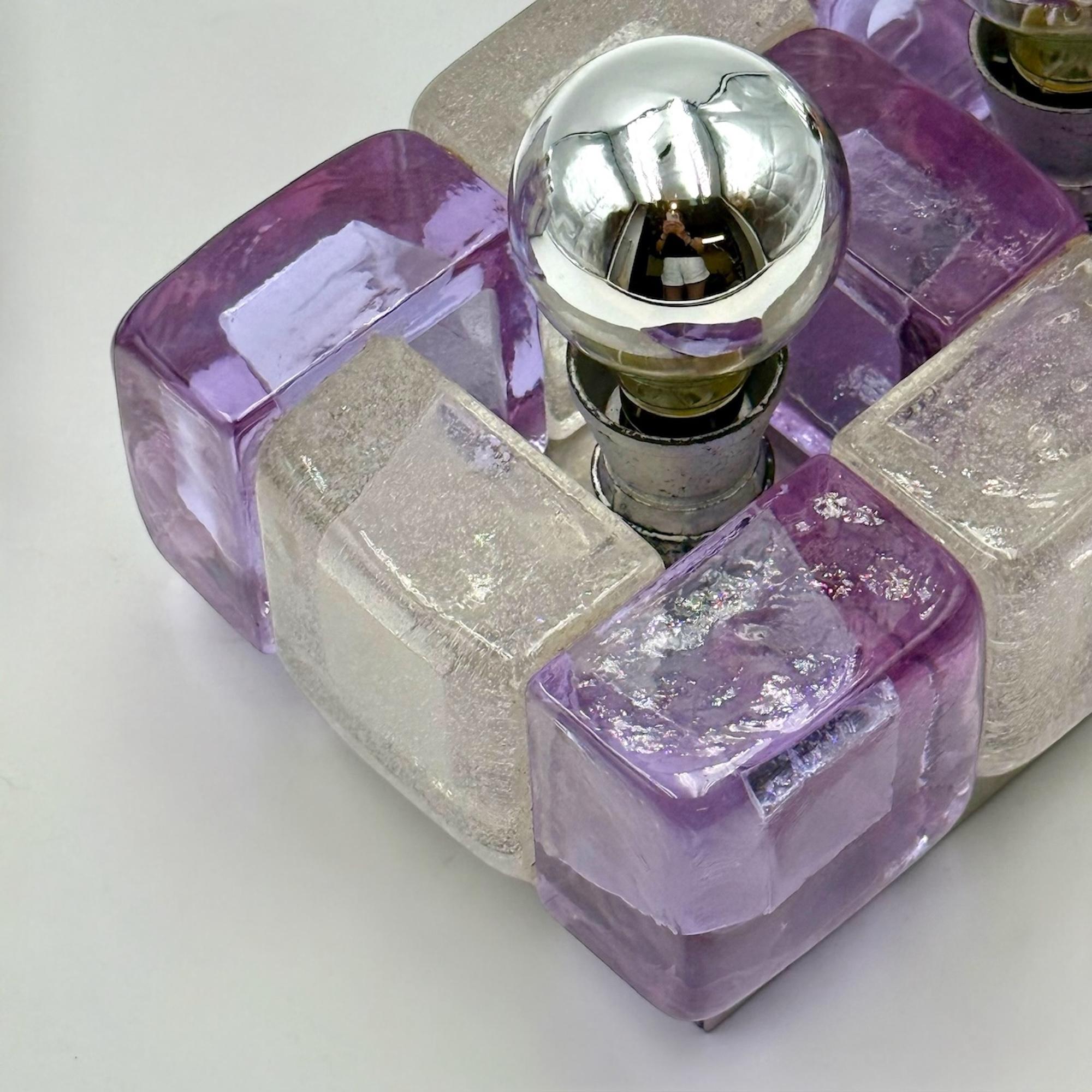 Apliques de Cristal Pulegoso Violeta Italianos de Mitad de Siglo de 1970 by Poliarte en venta 3