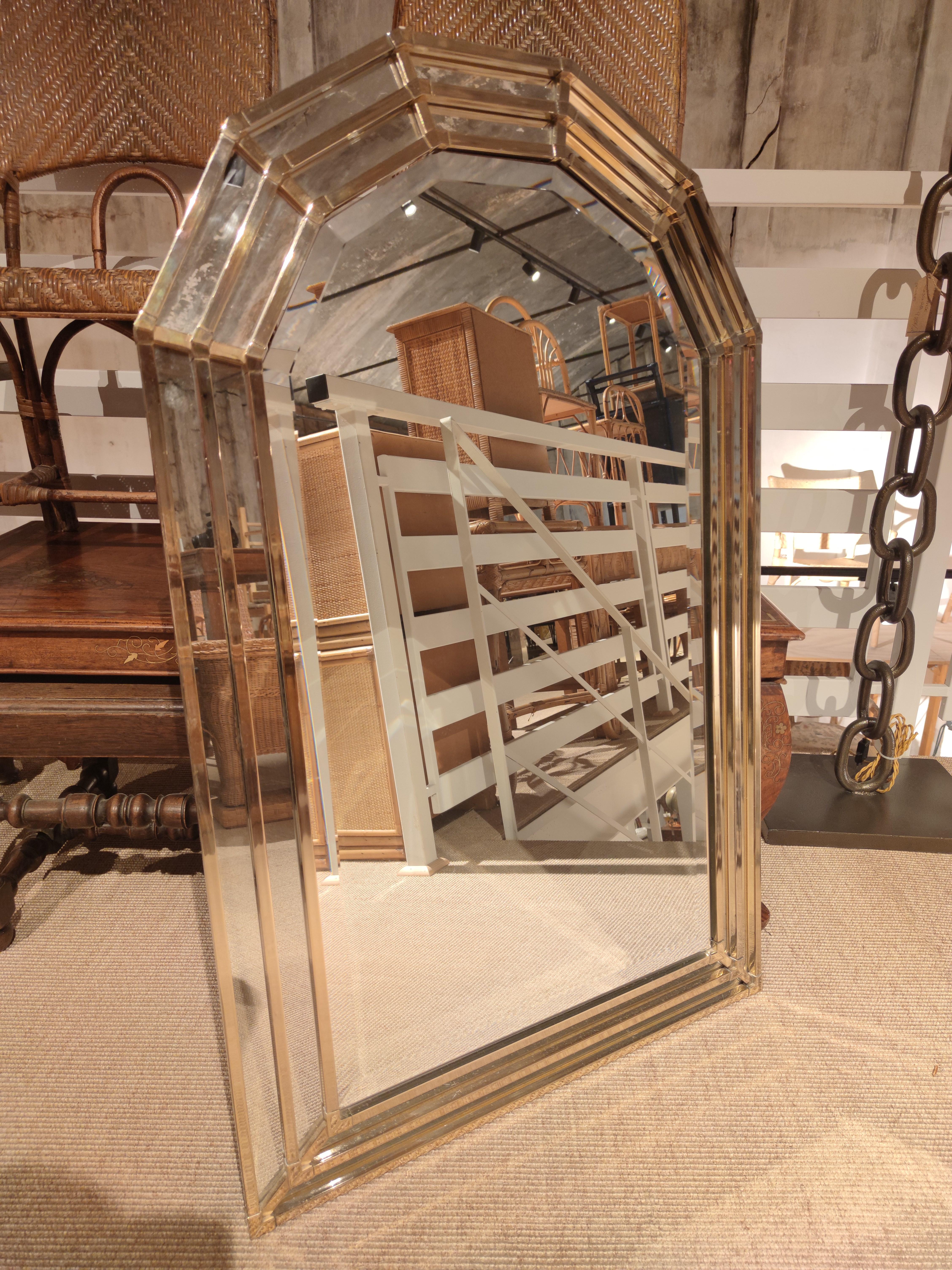 1970s Italian Mirror Framed w/ Gilt Metal & Panels In Good Condition For Sale In Marbella, ES